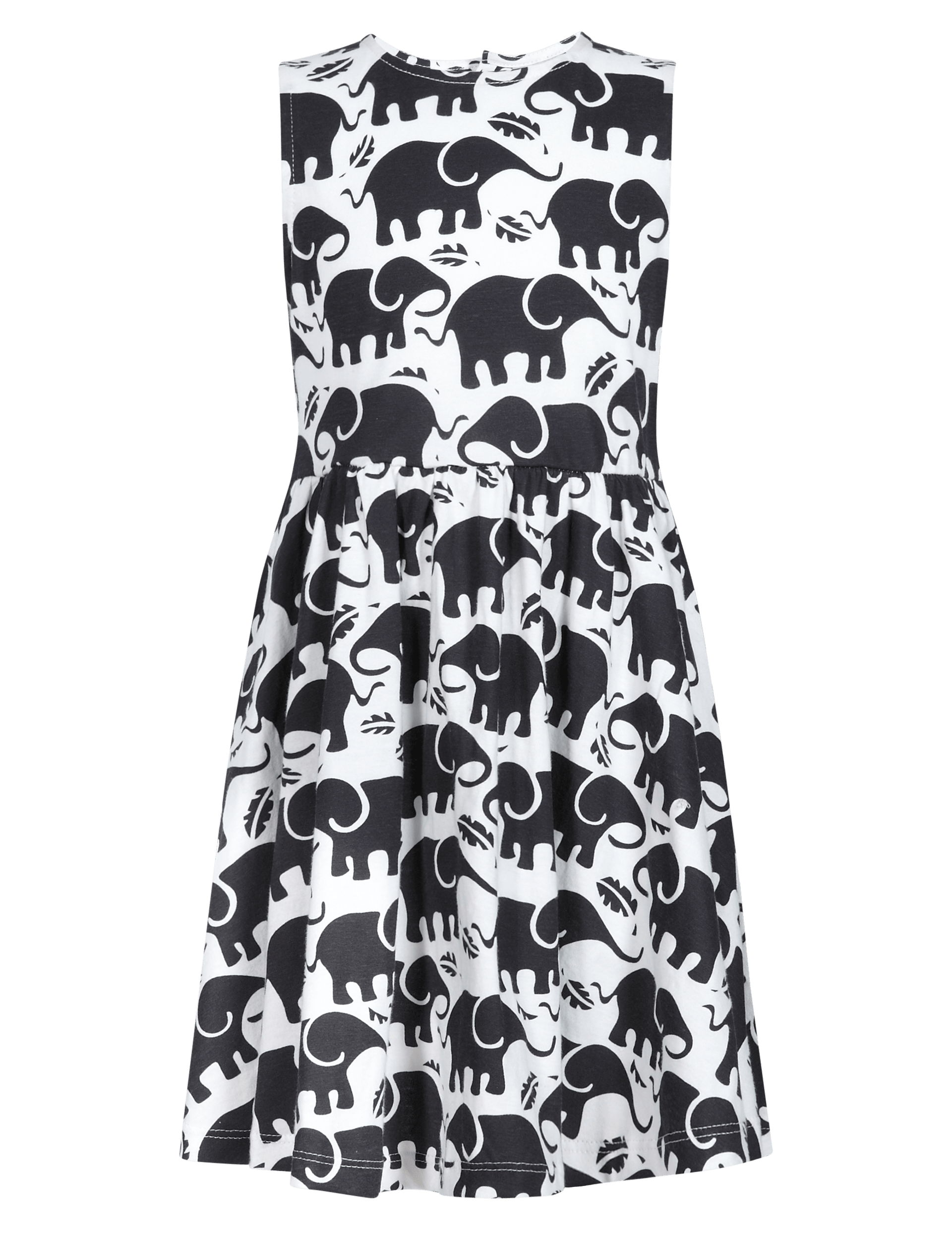 Pure Cotton Elephant Print Girls Dress (1-7 Years) Image 2 of 3
