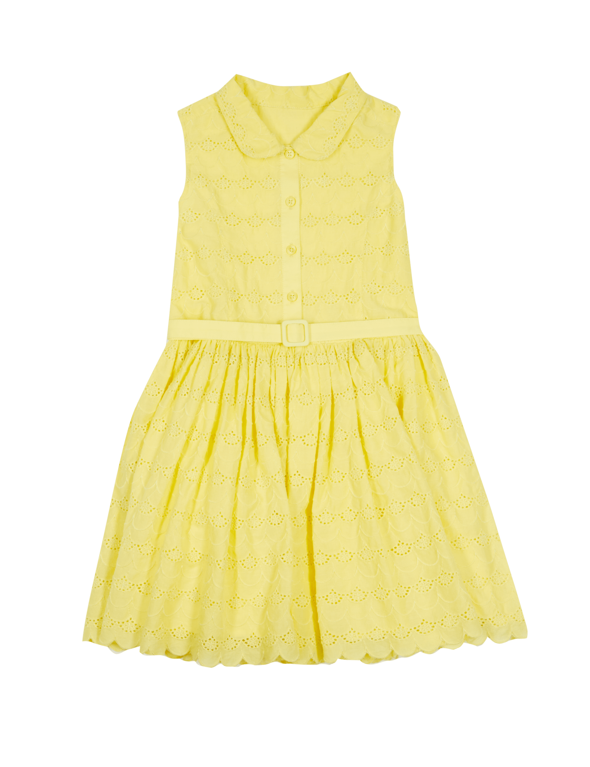 Pure Cotton Belted Broderied Dress (1-7 Years) Image 2 of 3