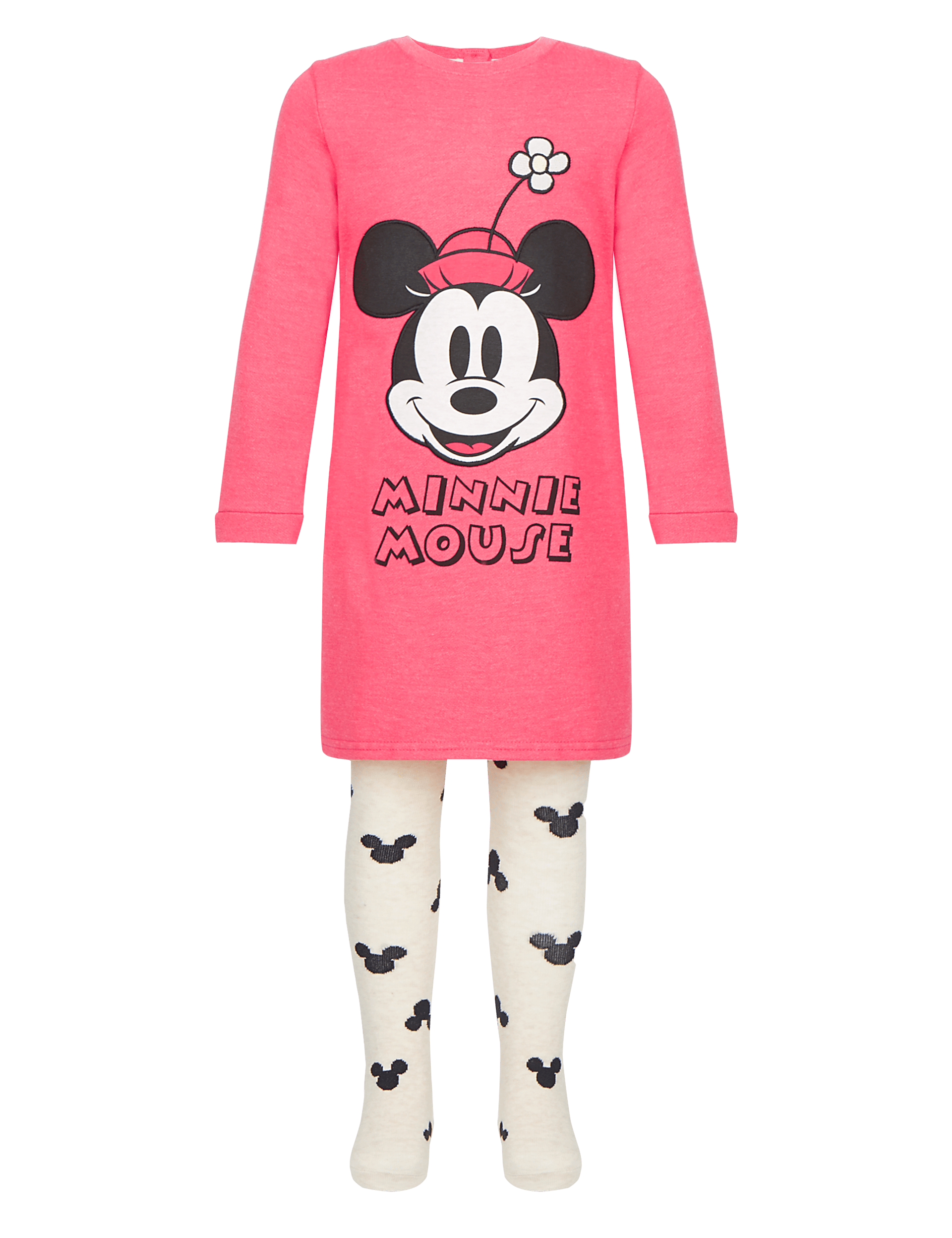 Minnie Mouse Sweat Dress & Tights Girls Outfit with StayNEW™ (1-7 Years) Image 2 of 3