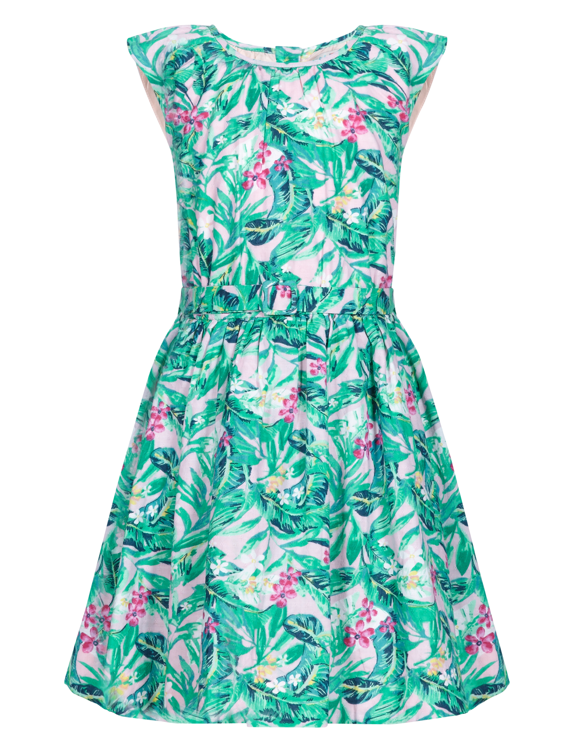 Pure Cotton Floral Belted Prom Girls Dress (1-7 Years) Image 2 of 3