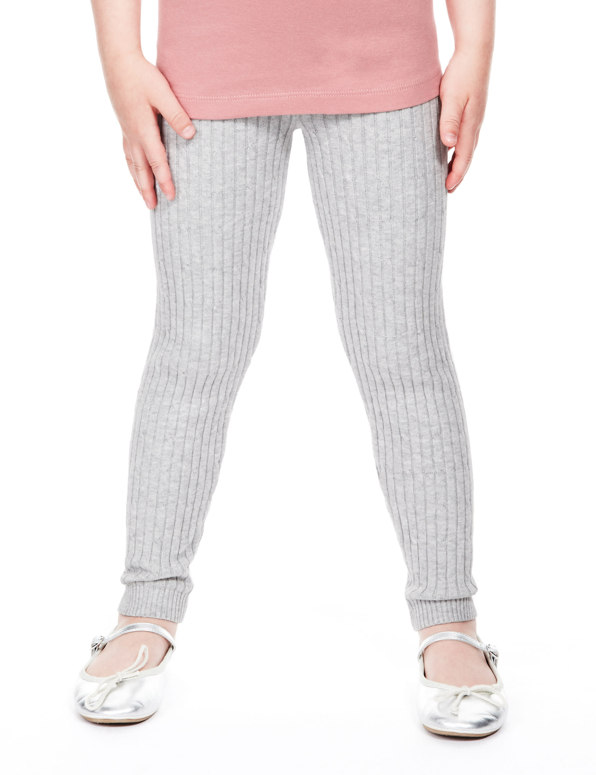 Pure Cotton Cable Knit Leggings M S