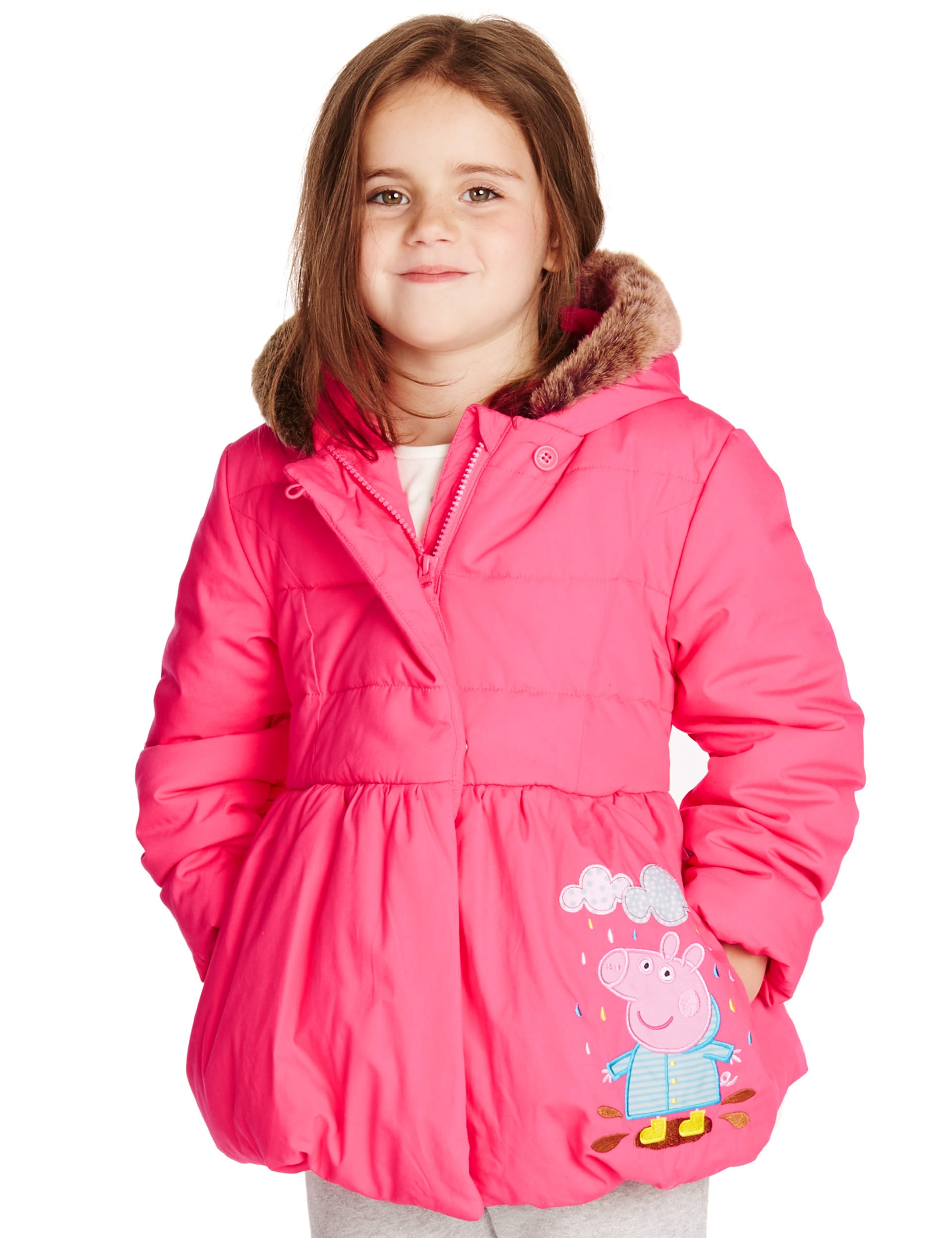 Pure Cotton Peppa Pig Thermal Hooded Coat with Stormwear 1 7 Years M S