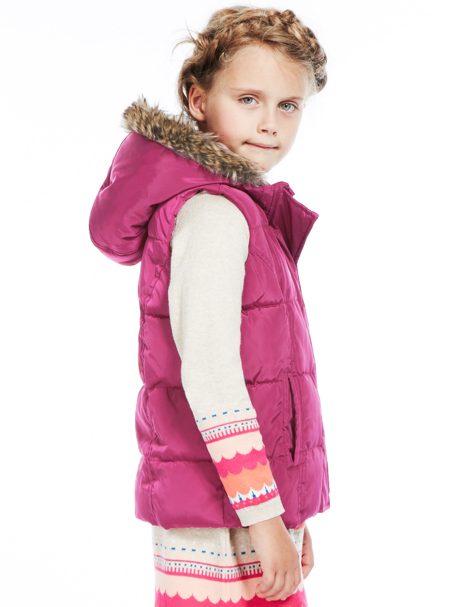 Showerproof Faux Fur Padded Gilet (1-7 years) Image 2 of 5