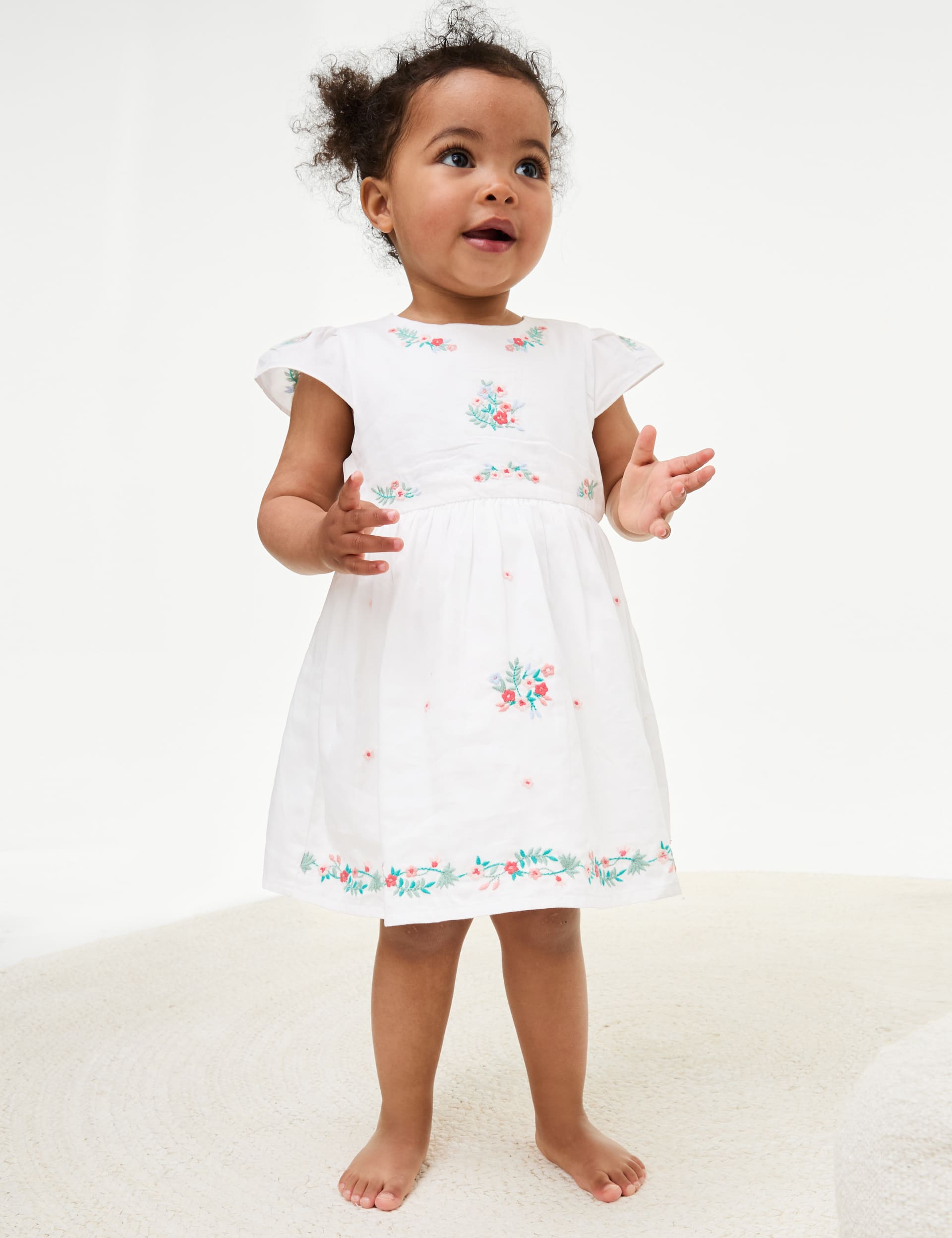 Pure Cotton Embroidered Dress (0-3 Yrs) | M&S Collection | M&S