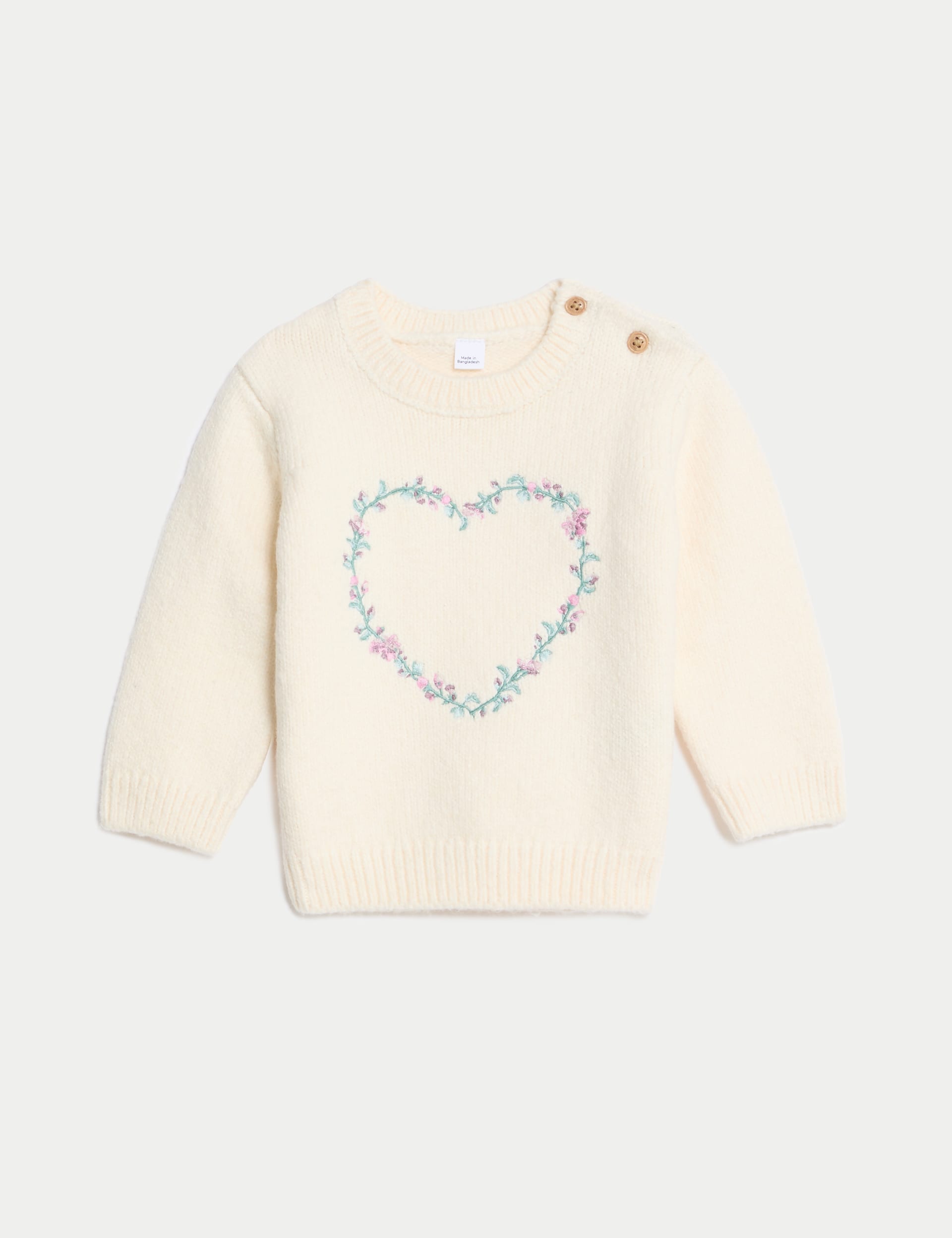 Cotton Rich Floral Heart Jumper (0-3 Yrs)