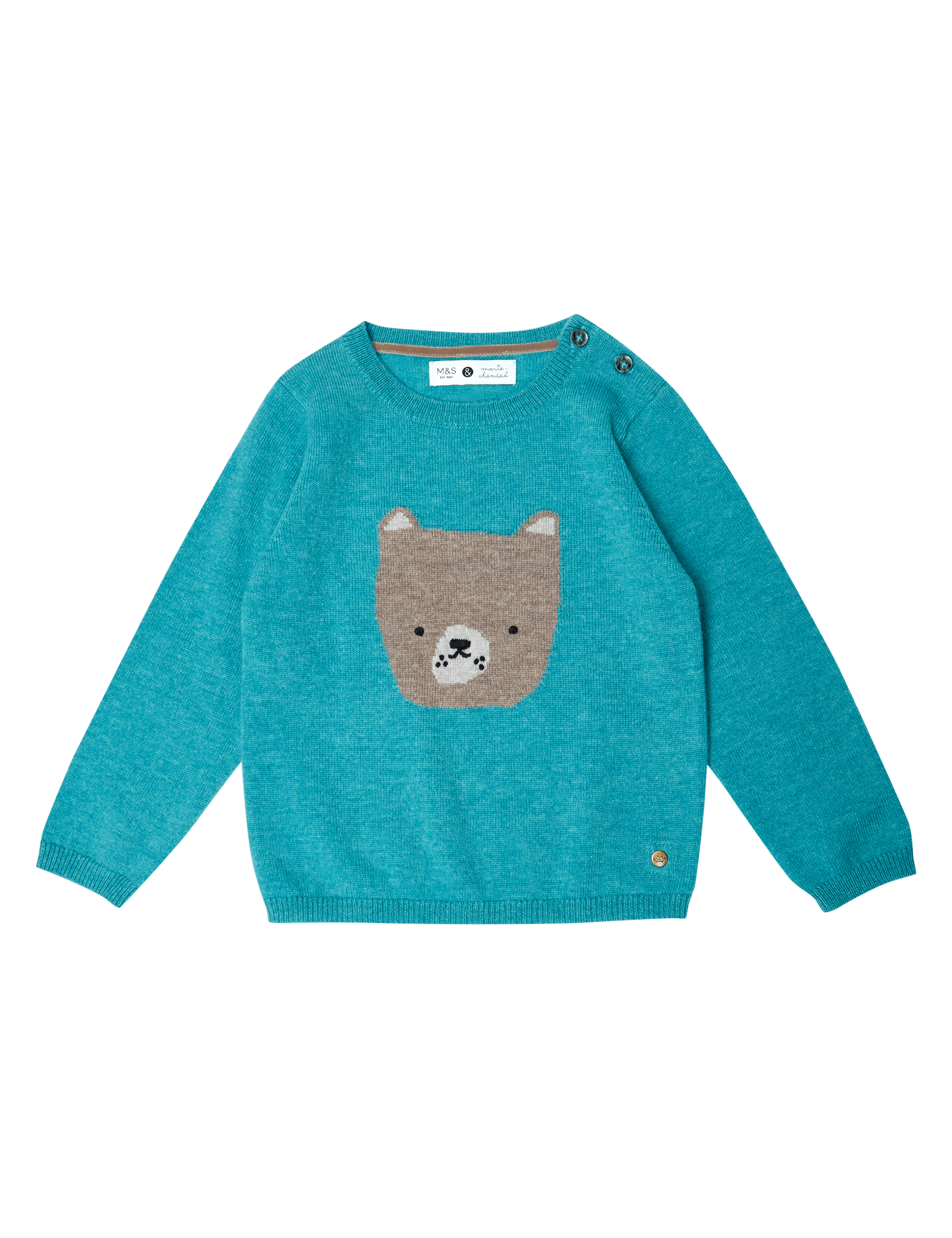Boys Cashmere Blend Bear Knit Jumper (3 Months - 5 Years) Image 2 of 8
