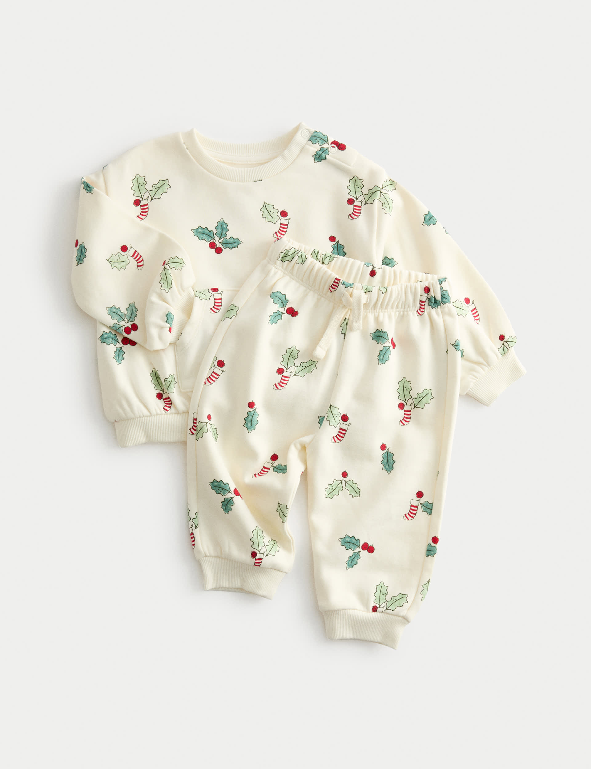 Holly Print Sweatshirt Outfit (0-3 Yrs) | M&S Collection | M&S