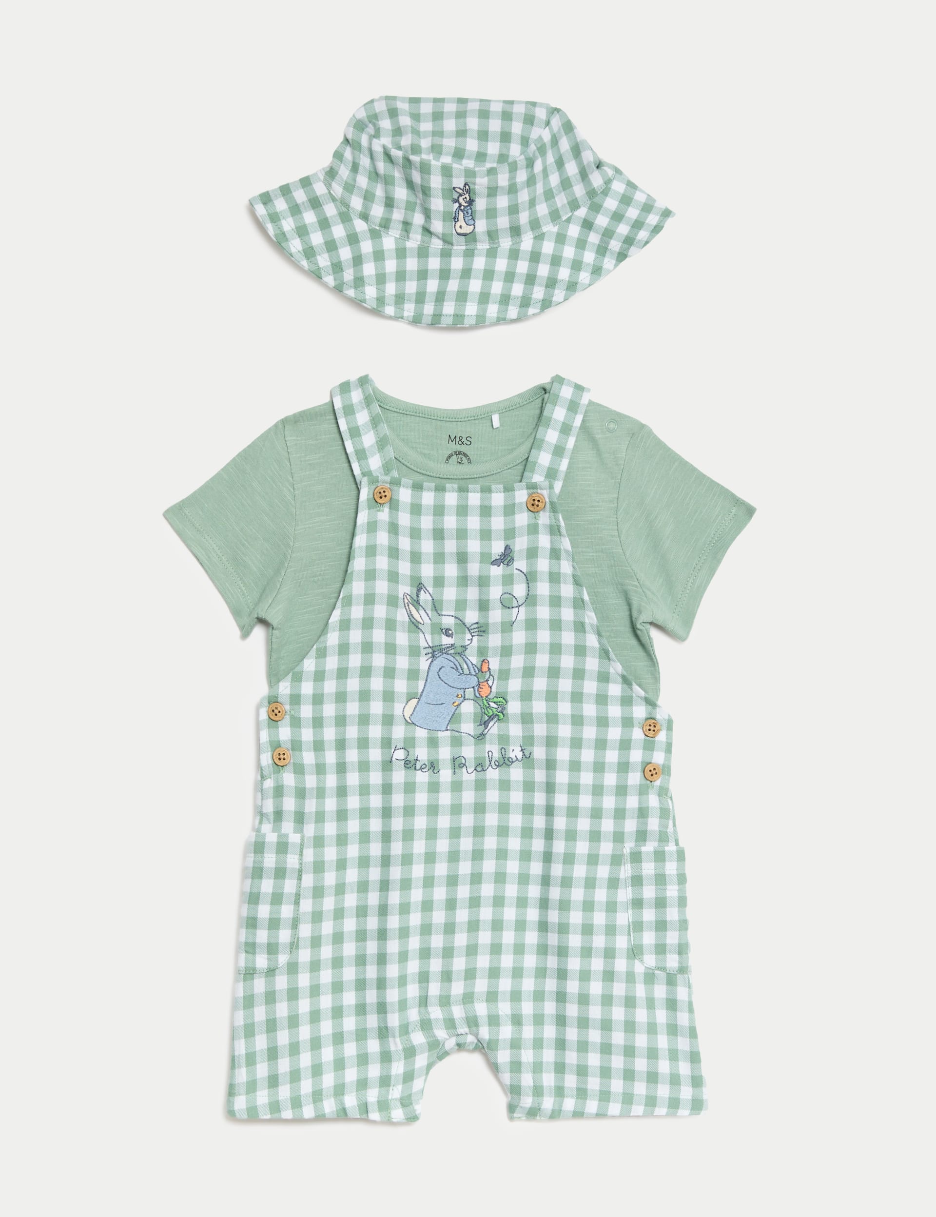 3pc Pure Cotton Peter Rabbit™ Gingham Outfit (0-3 Yrs)