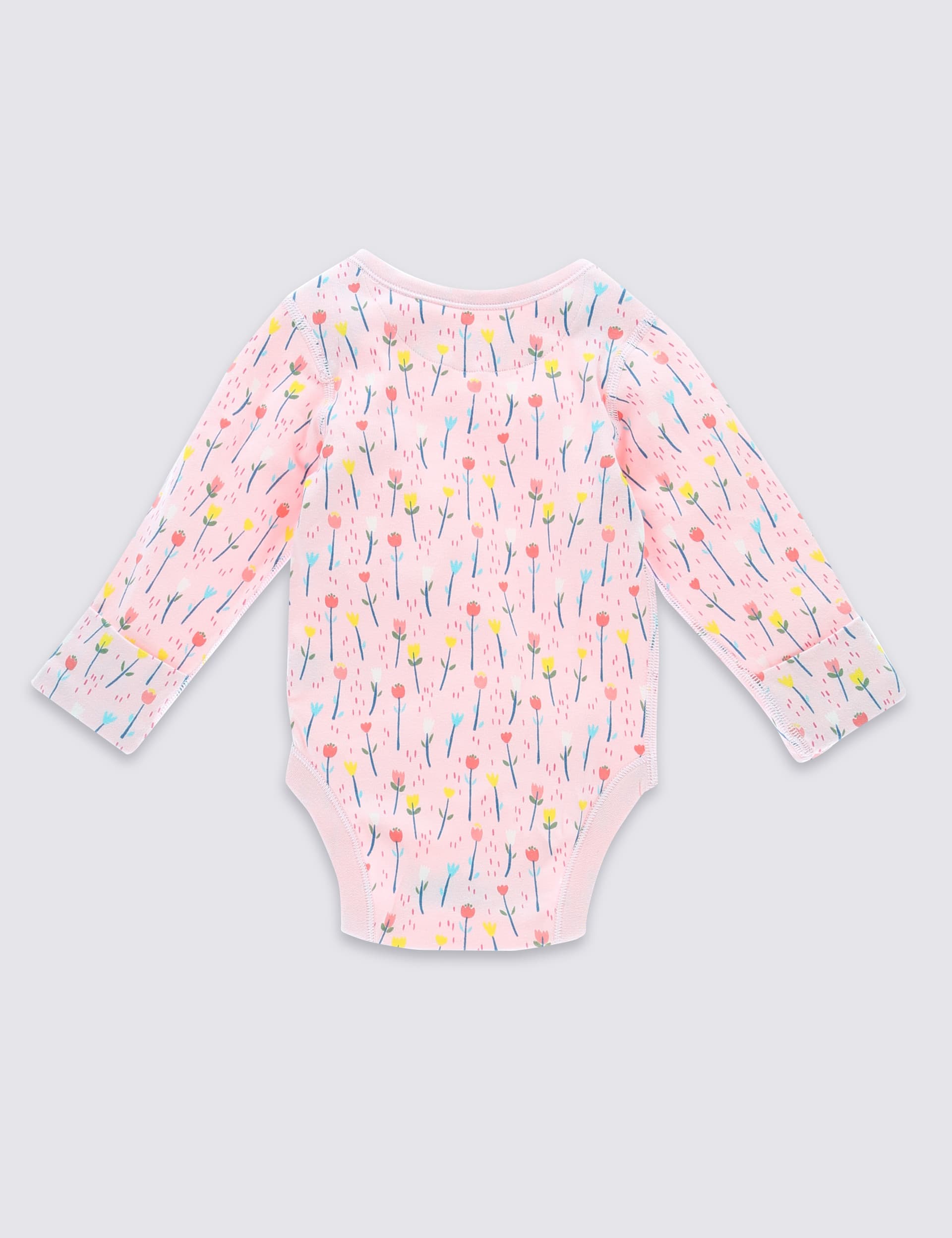 5 Pack Tiger & Floral Themed Long Sleeve Bodysuits Image 2 of 7