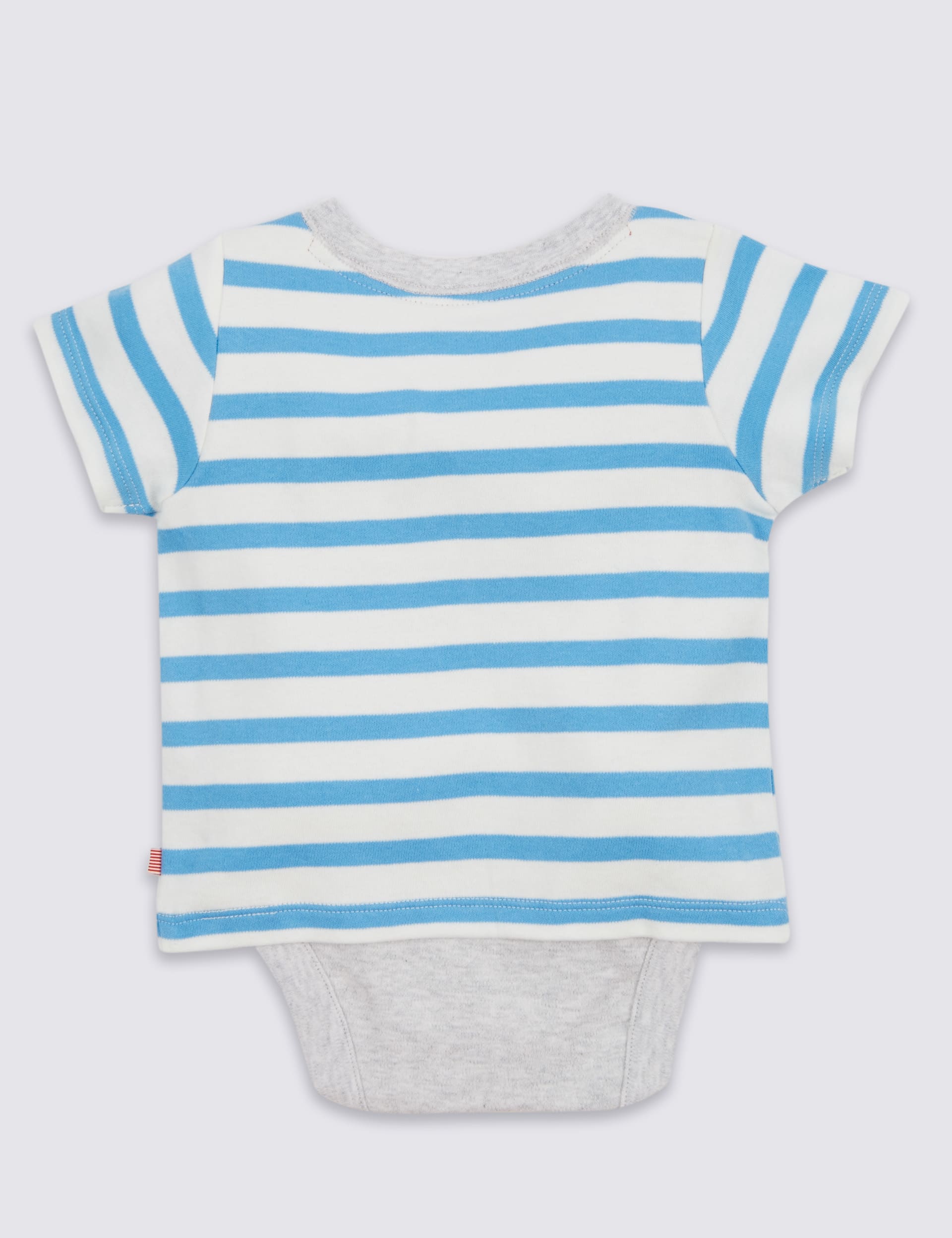 Pure Cotton Boat Print & Striped Mock Bodysuit Image 2 of 3