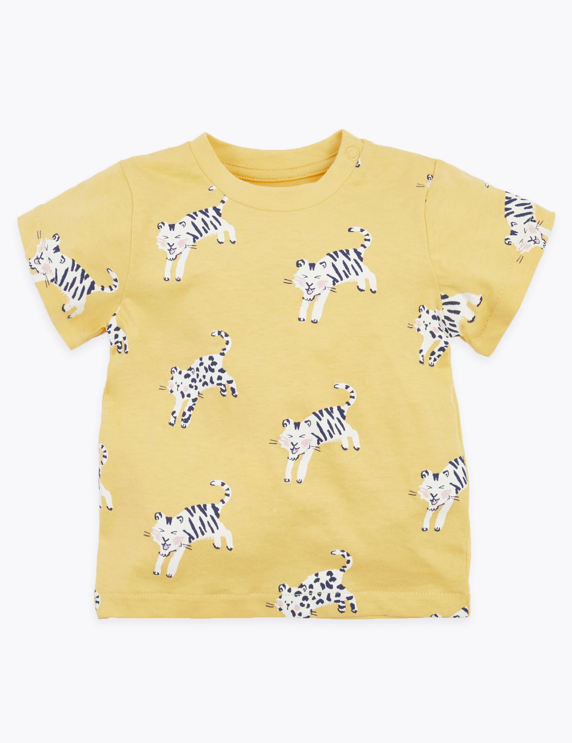 Cotton Wild Cat Print T-Shirt | M&S