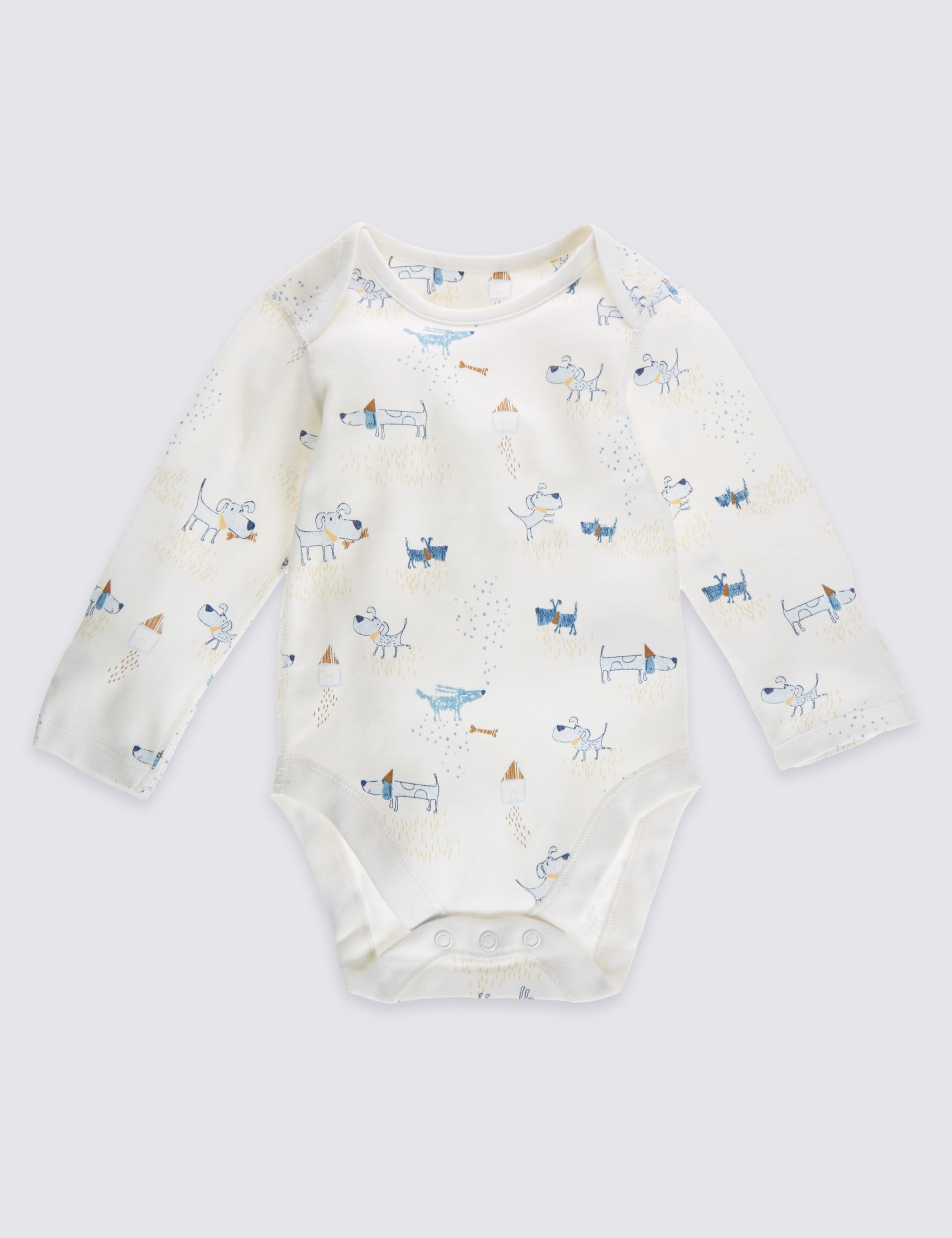 5 Pack Pure Cotton Boys Layette Long Sleeved Bodysuits Image 2 of 9