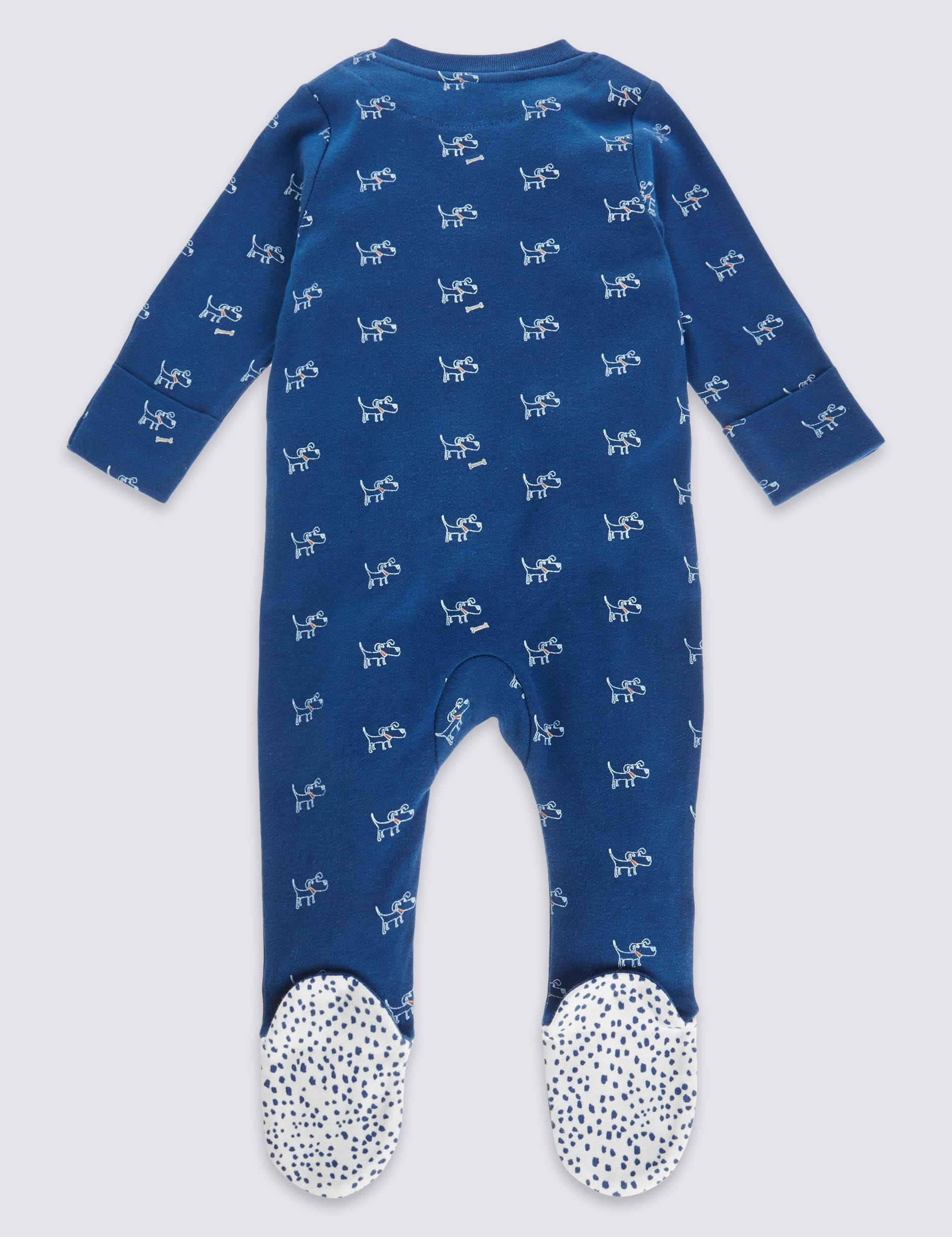 Pure Cotton Dog Print Sleepsuit Image 2 of 6