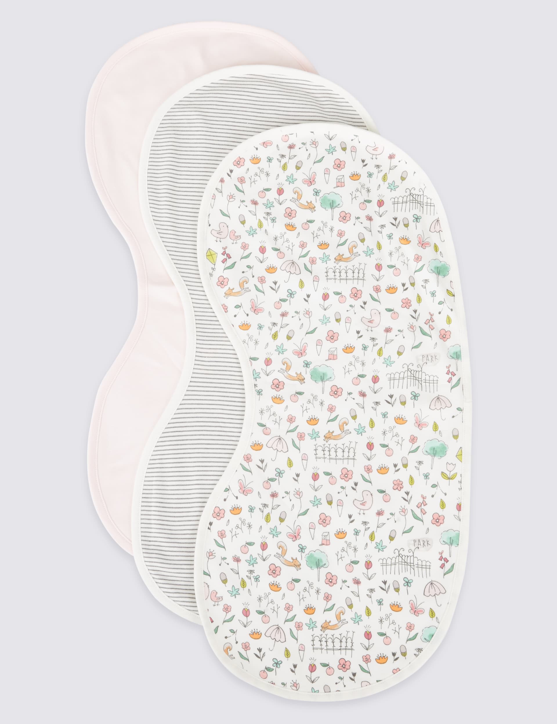 3 Pack Pure Cotton Burp Cloths M&S