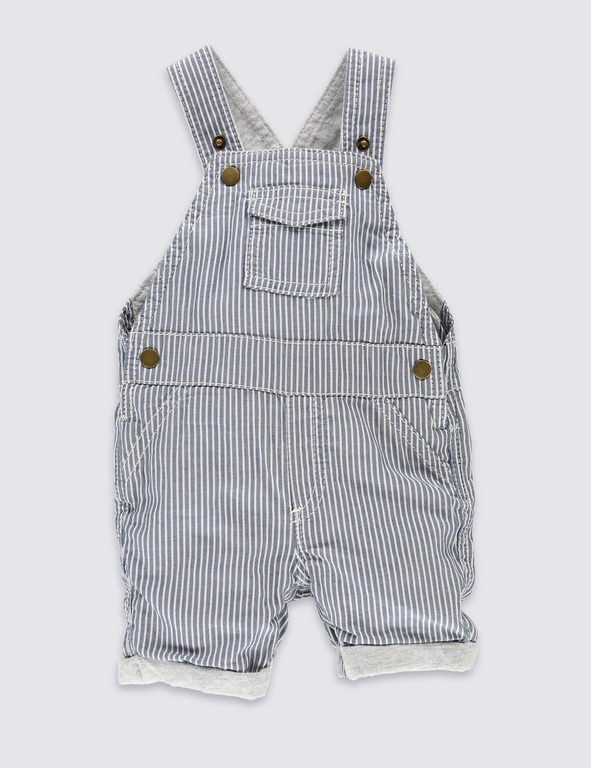 2 Piece Pure Cotton Striped Bibshort & Bodysuit Outfit Image 2 of 7