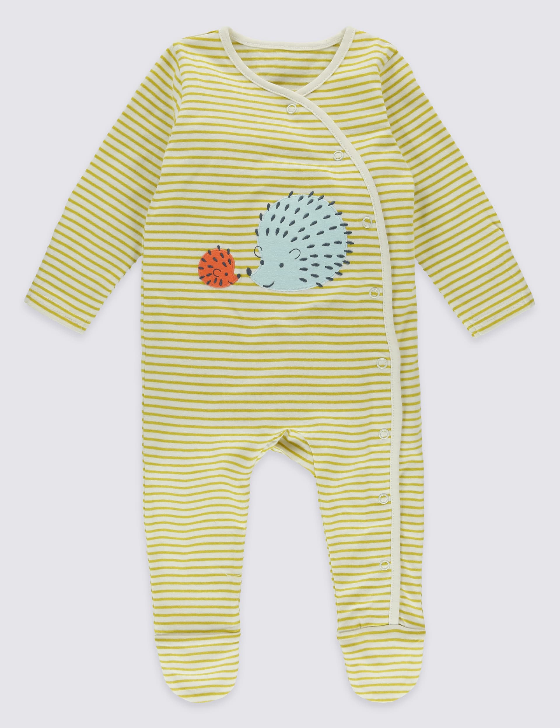2 Pack Hedgehog Cotton Sleepsuits Image 2 of 12