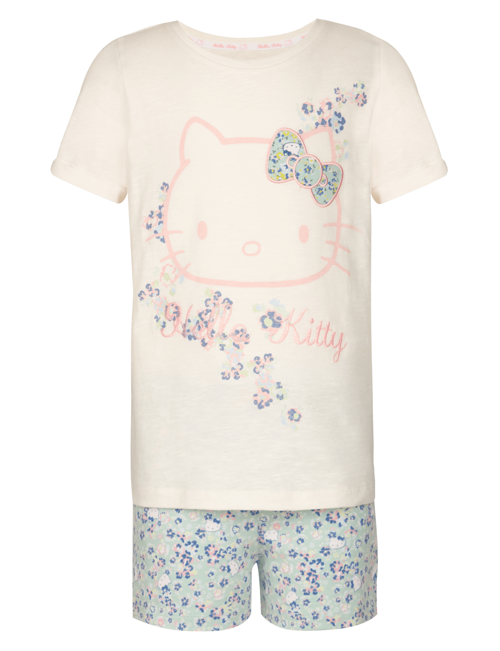 Hello Kitty Pure Cotton Ditsy Floral Short Pyjamas (5-14 Years) Image 2 of 4