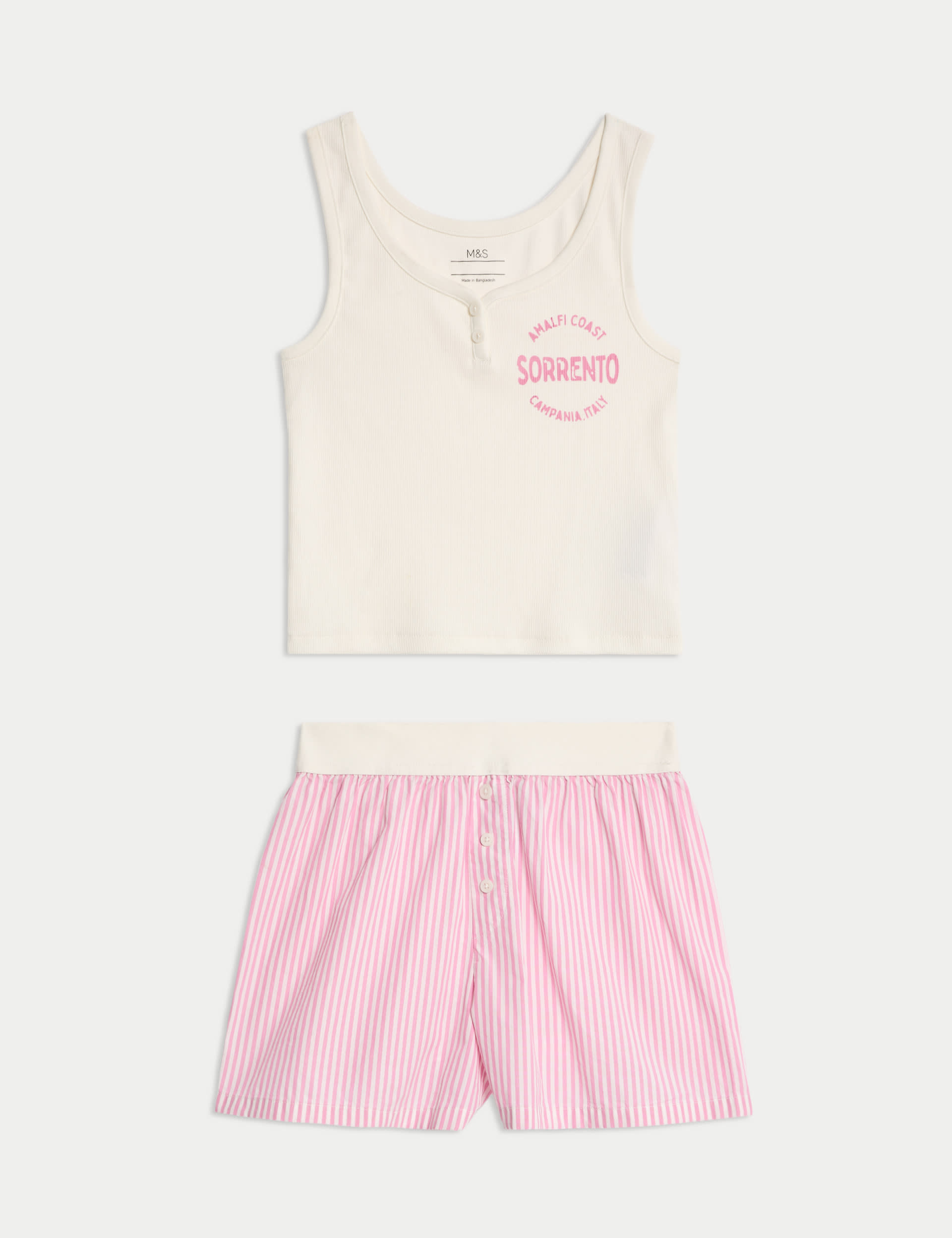 Cotton Rich Printed Striped Short Pyjamas (6-16 Yrs) | M&S Collection | M&S