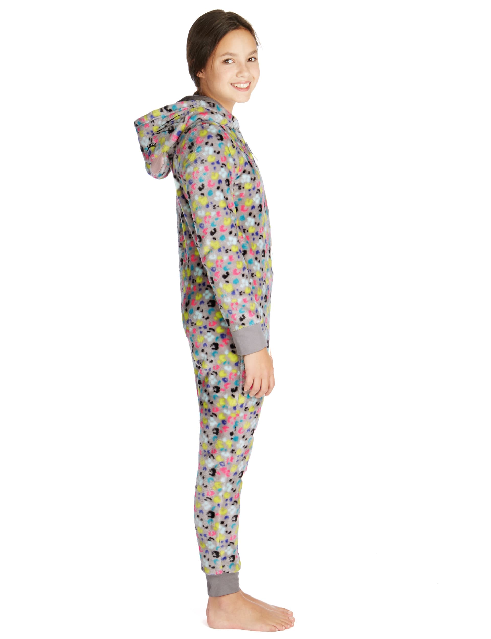 Anti Bobble Leopard Print Hooded All-in-One (6-16 Years) Image 2 of 4