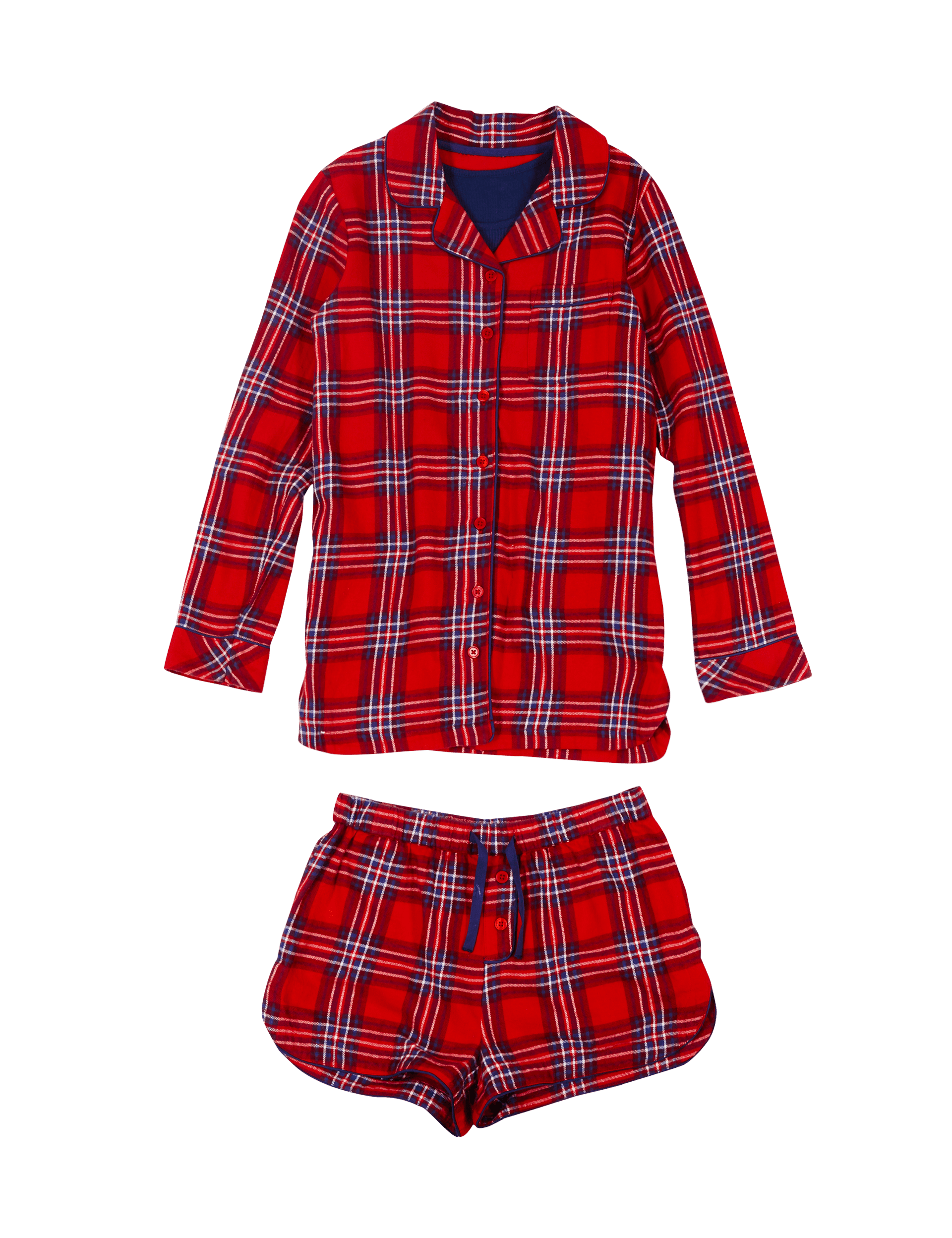 Cotton Rich Stay Soft Checked Short Pyjamas with Vest (6-16 Years) Image 2 of 6