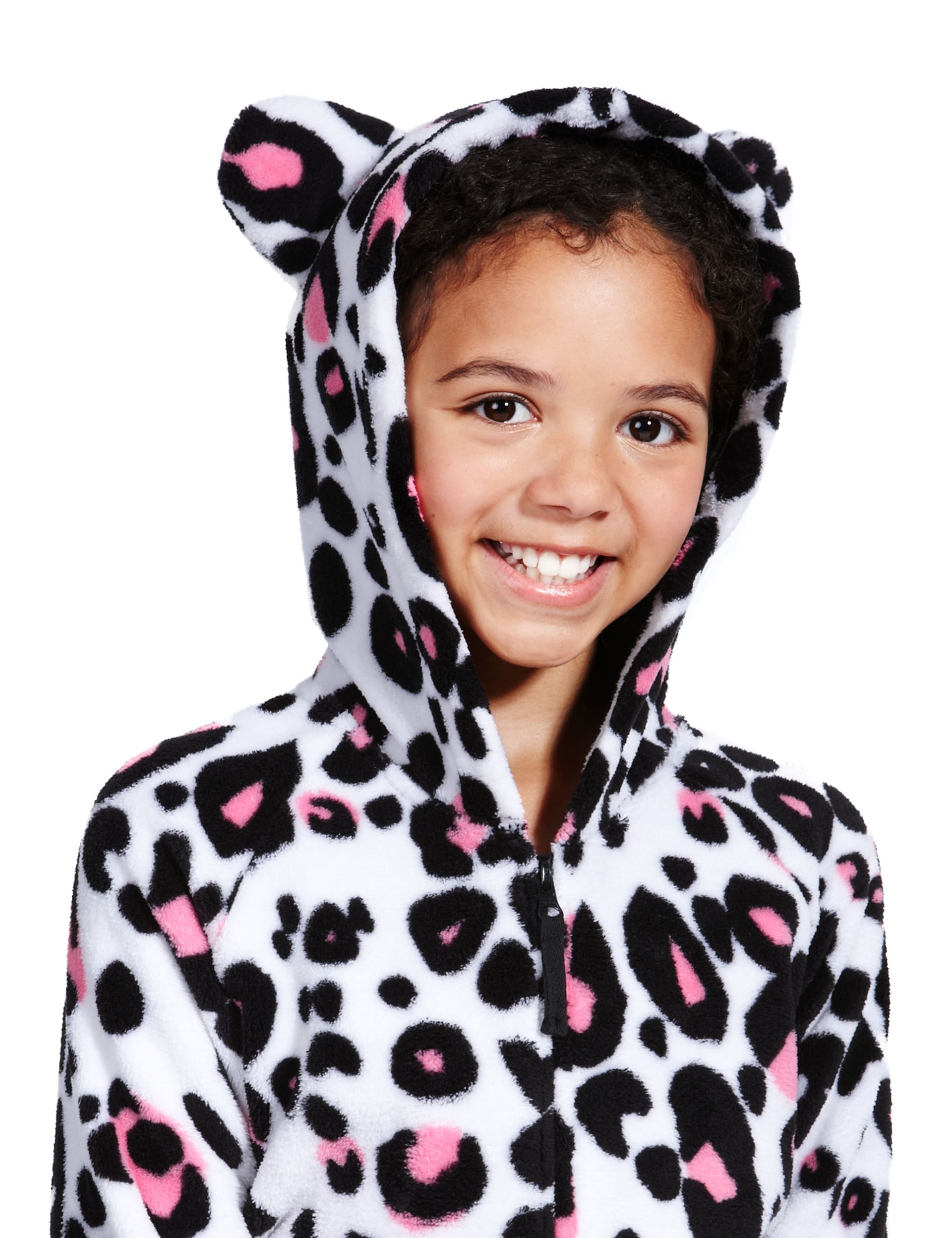 Hooded Leopard Print Fleece Soft & Cosy Onesie with StayNEW™ Image 2 of 6