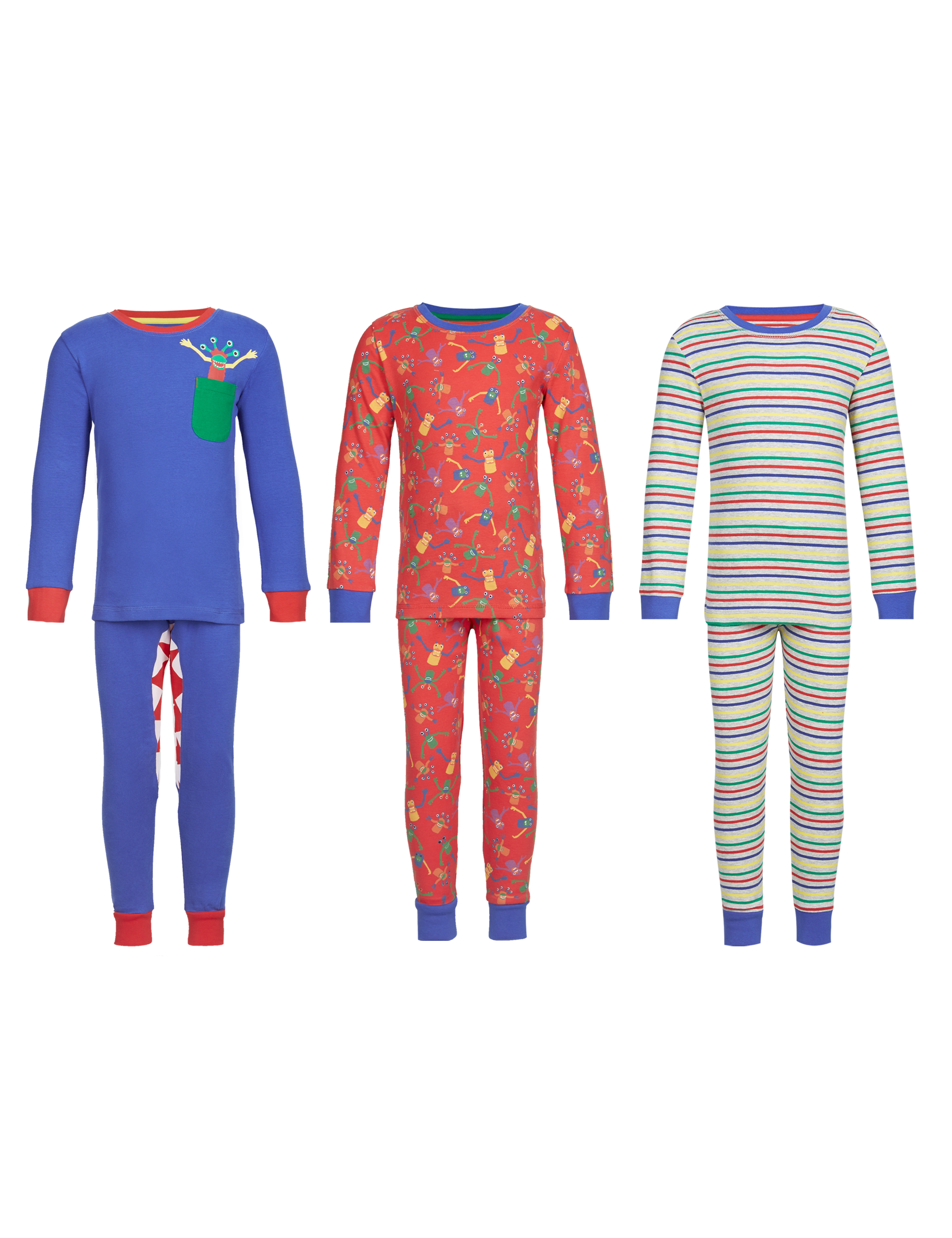 3 Pack Cotton Rich Monster Pyjamas (1-7 Years) Image 2 of 5
