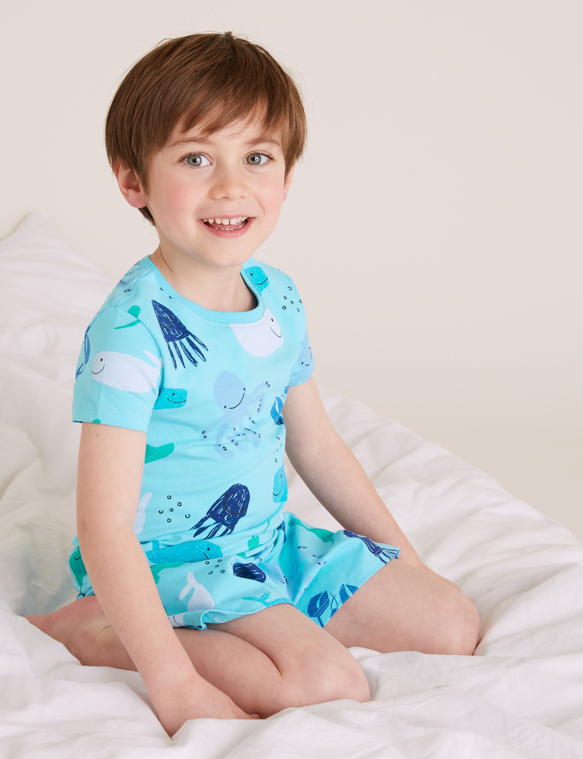 Cotton Sea Life Short Pyjamas (1-7 Yrs) | M&S