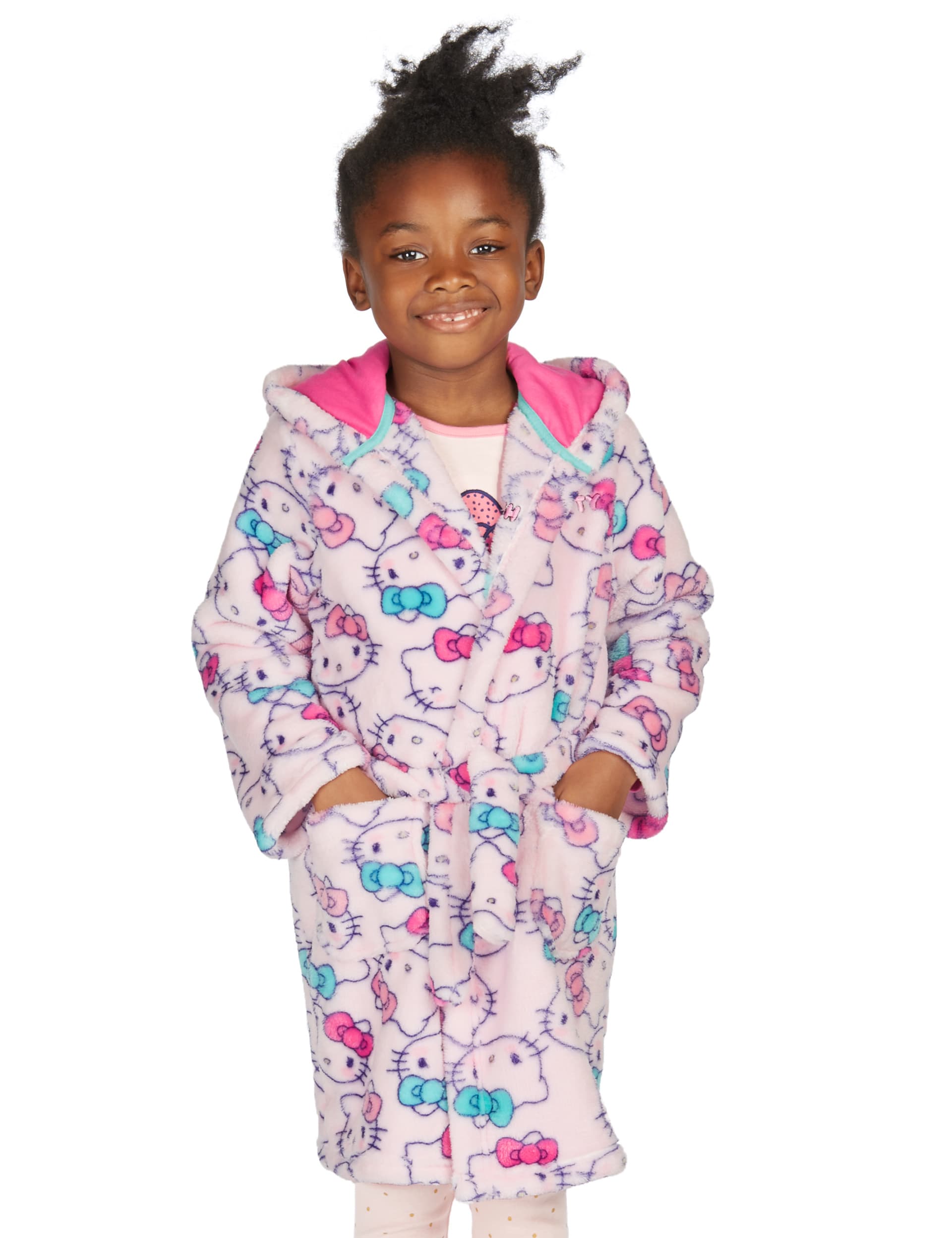 Hello Kitty Anti Bobble Hooded Dressing Gown (1-7 Years) Image 2 of 3
