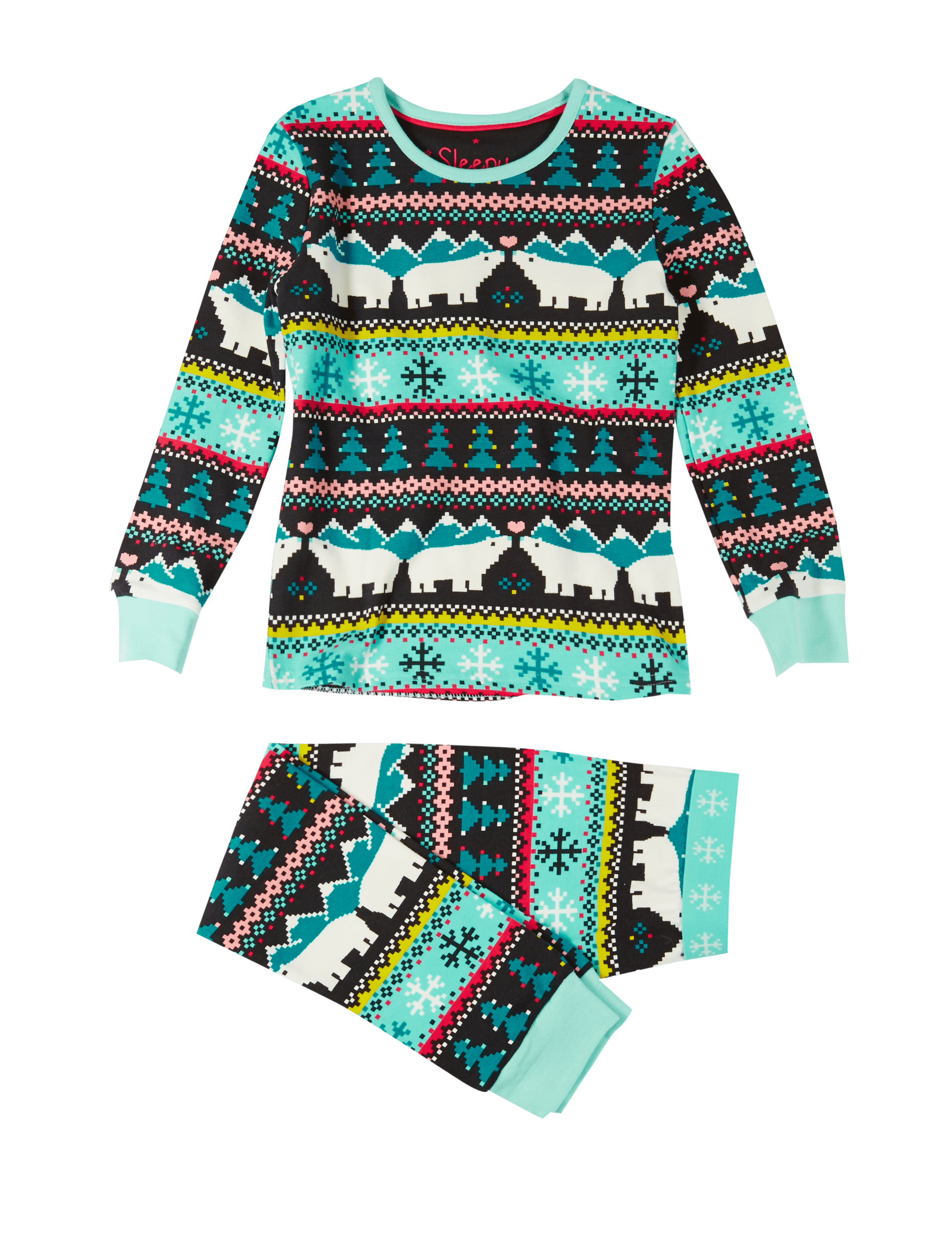 Cotton Rich Polar Bear Fair Isle Pyjamas (1-8 Years) Image 2 of 4