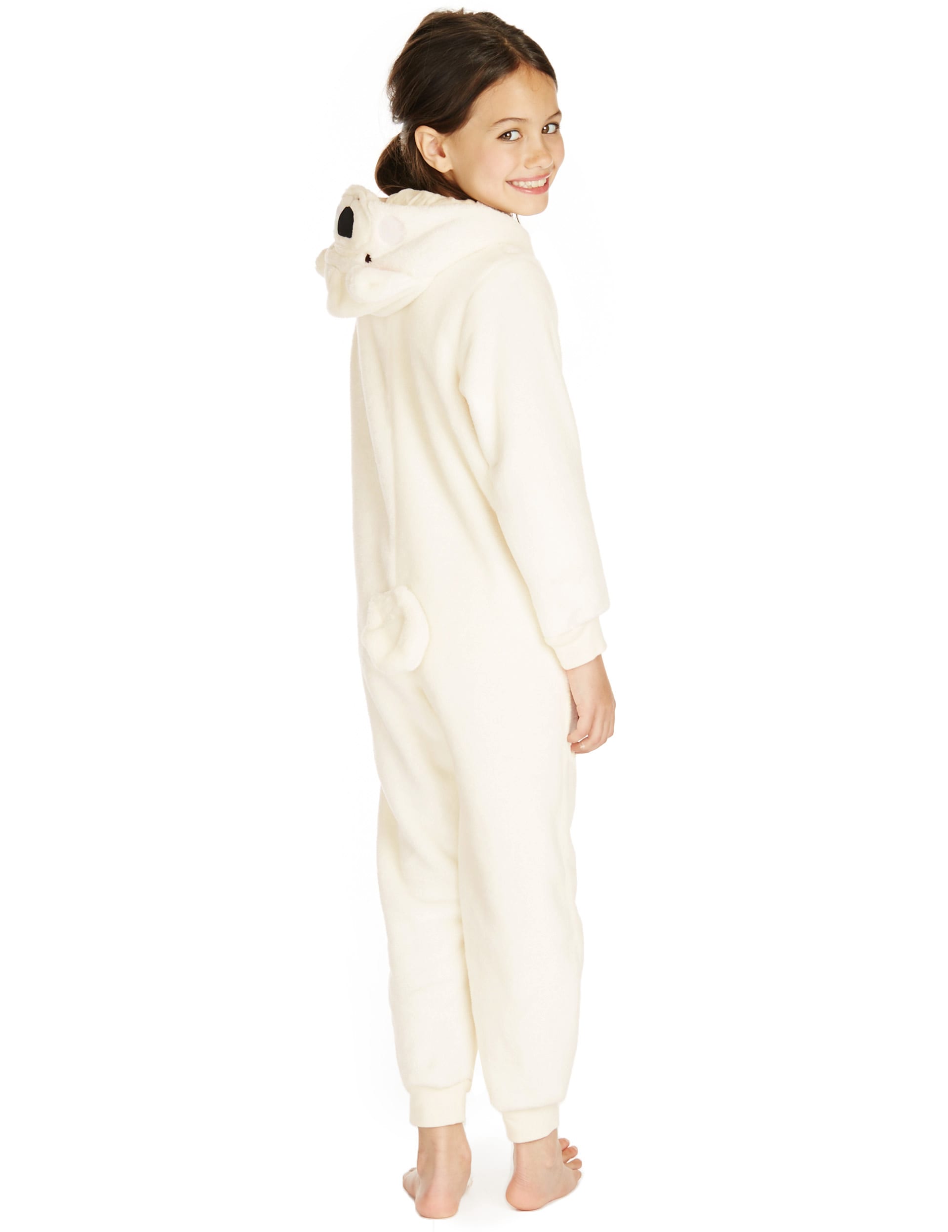 Anti Bobble Fleece Polar Bear Hooded All-in-One (1-8 Years) Image 2 of 5