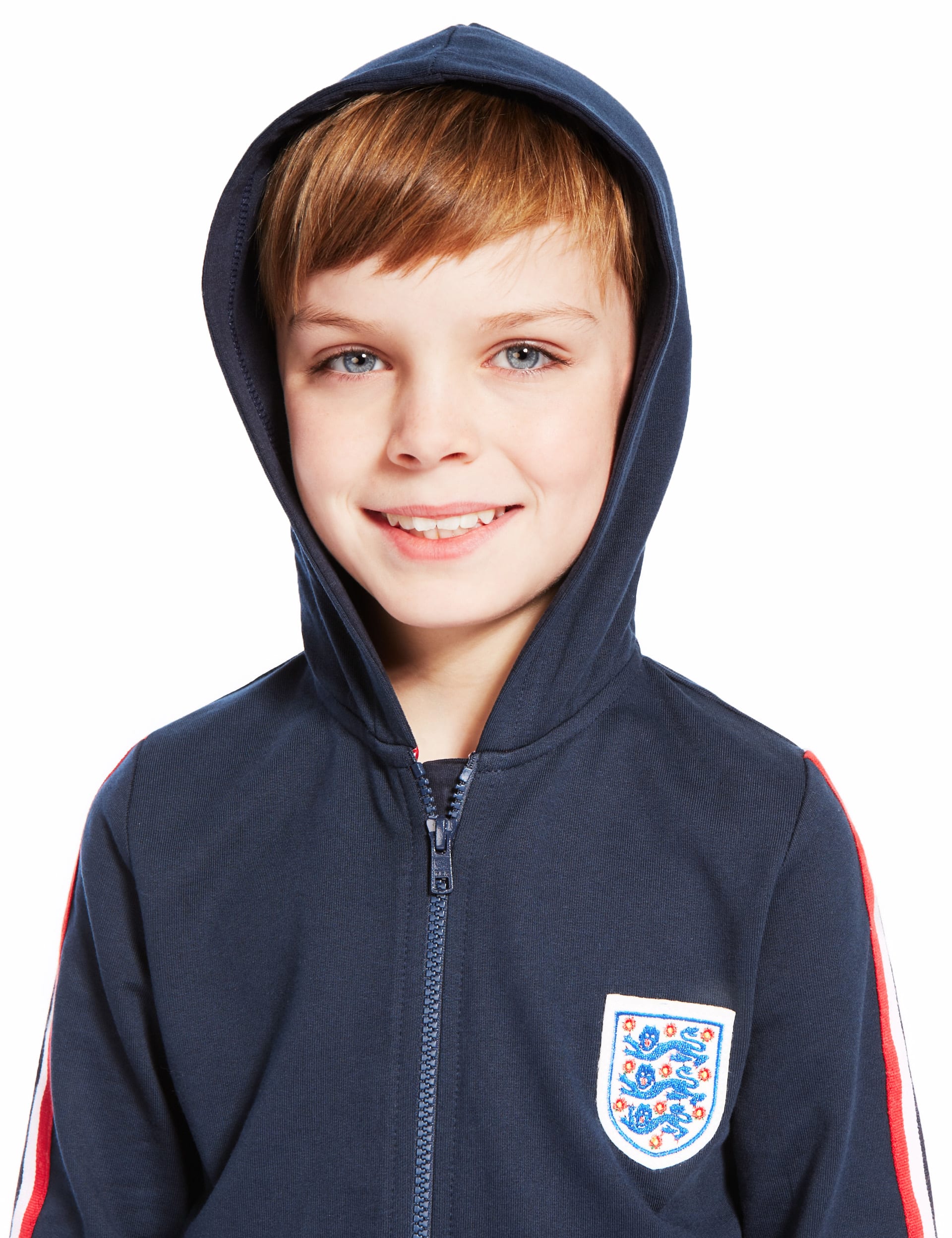 England FA Pure Cotton 3 Lions Hooded Sweat Onesie (5-14 Years) Image 2 of 5