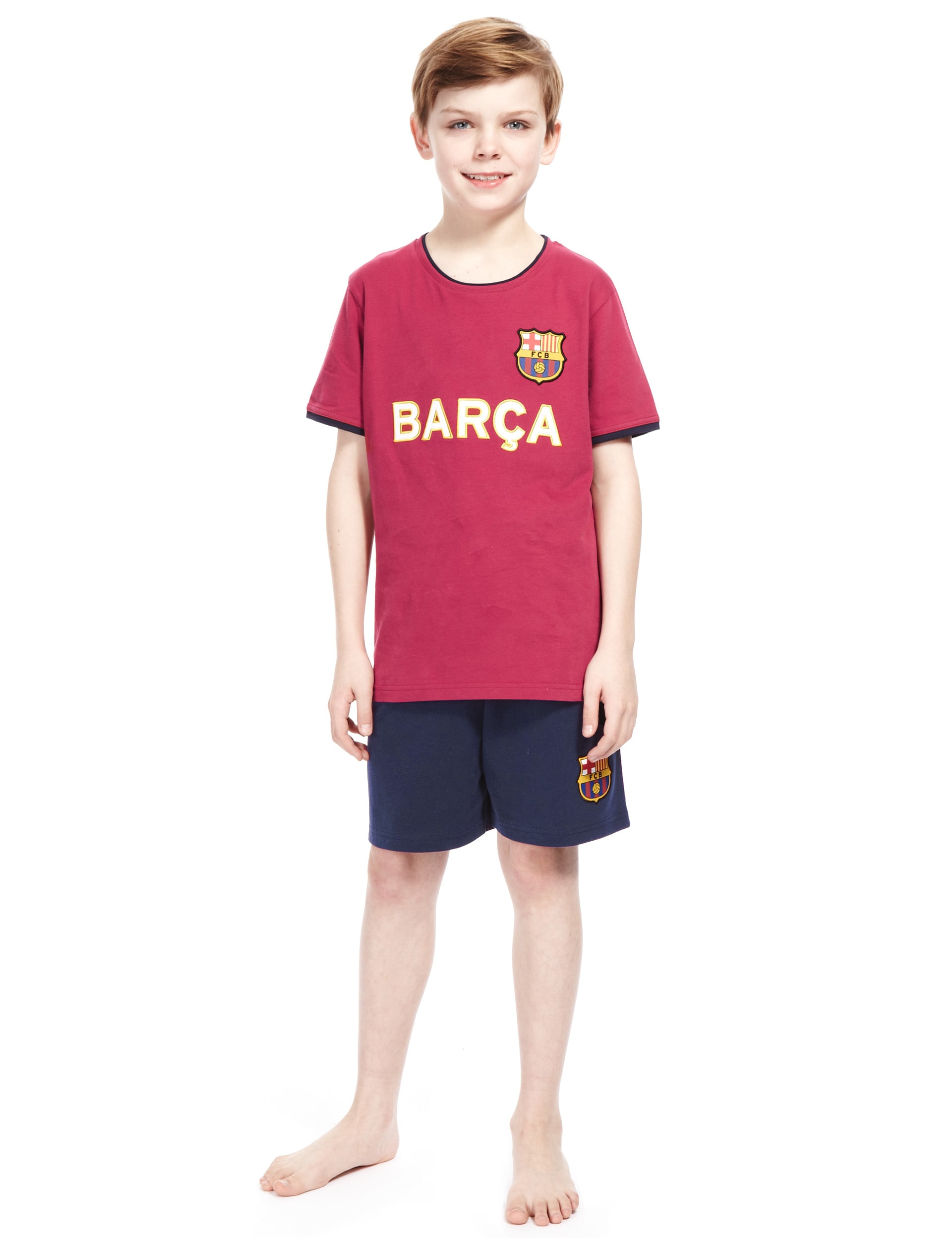 Pure Cotton Barcelona Football Club Short Pyjamas Image 2 of 6
