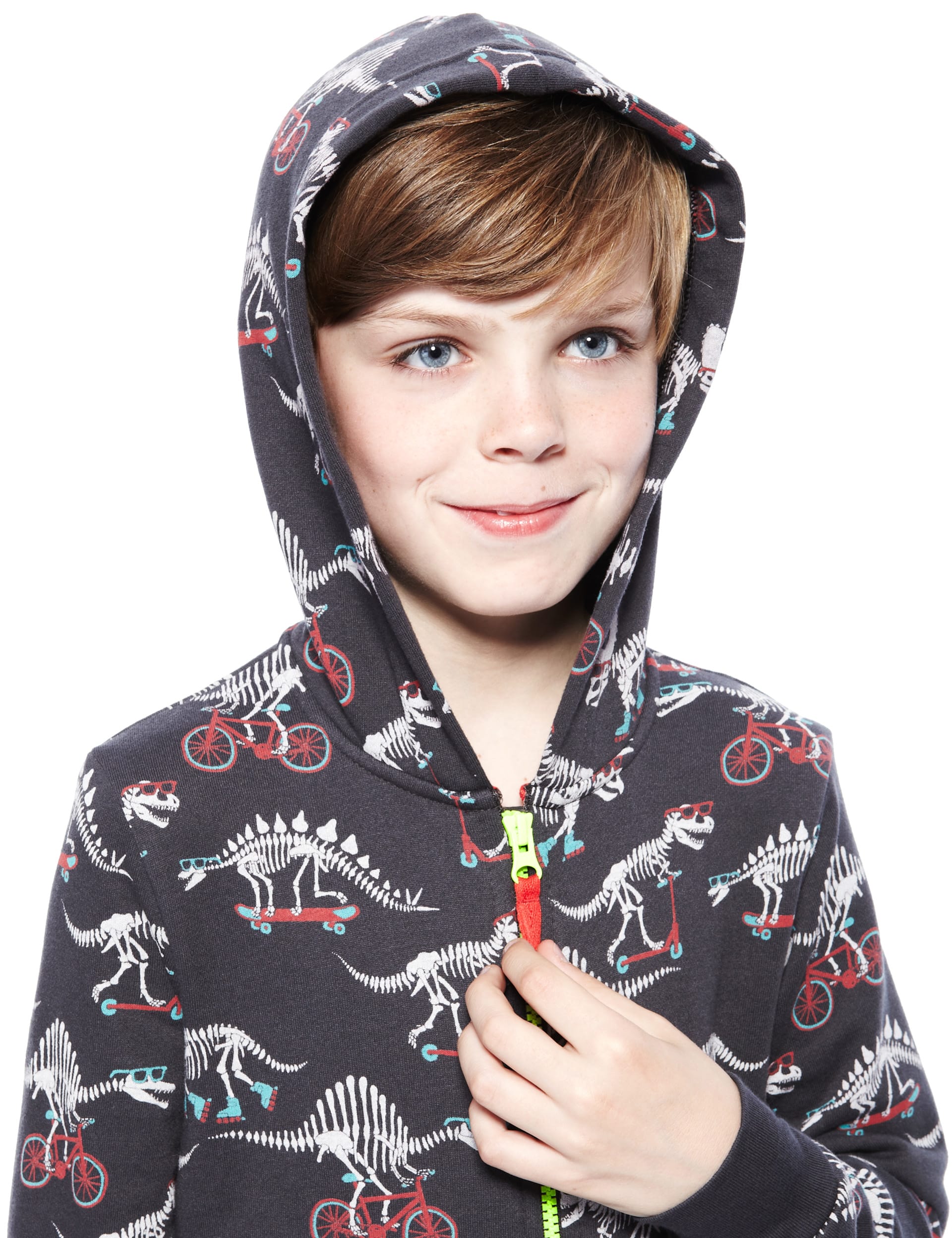 Hooded Dinosaur Skull Print Onesie (6-16 Years) Image 2 of 4