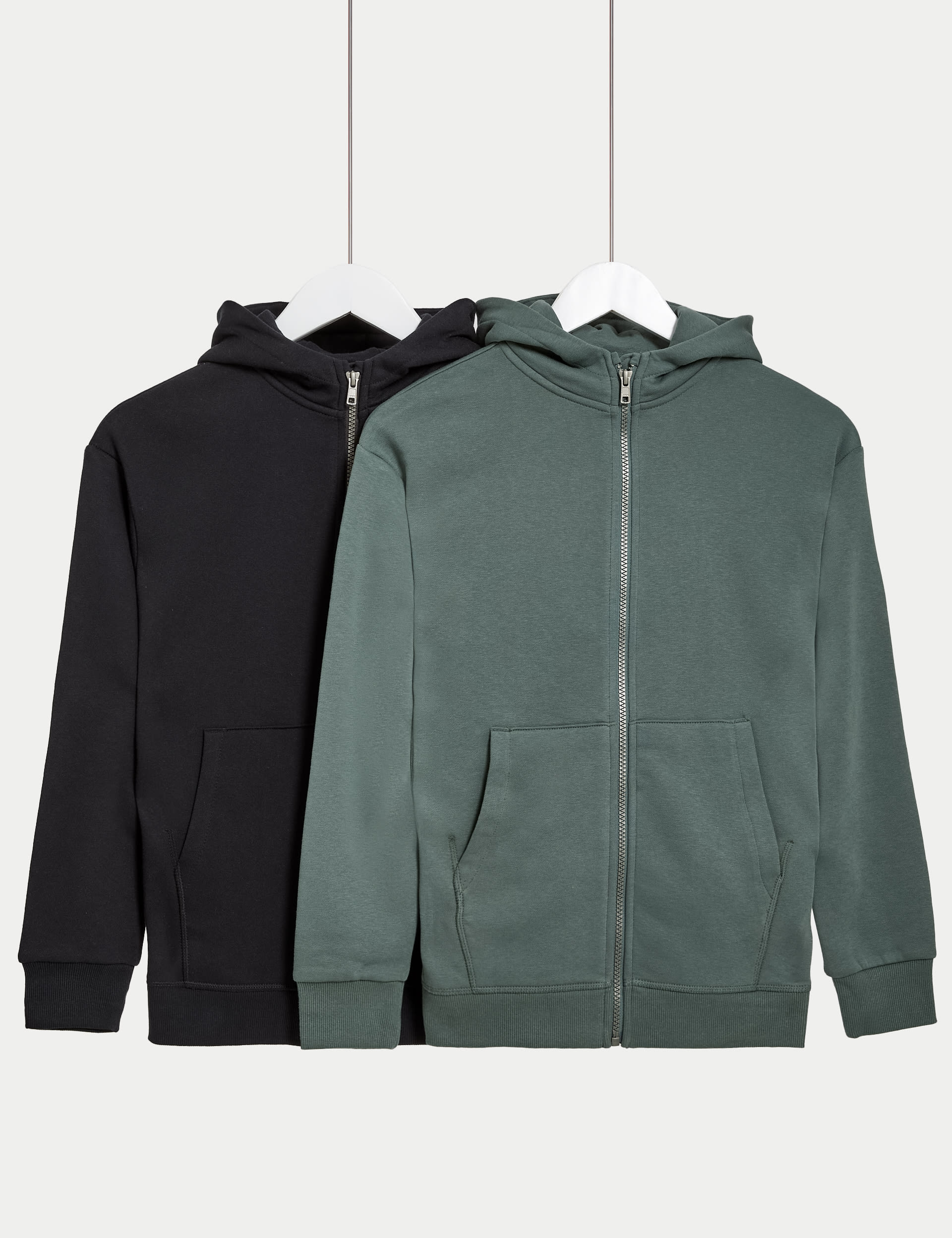 2pk Cotton Rich Zip Hoodies (6-16 Yrs)