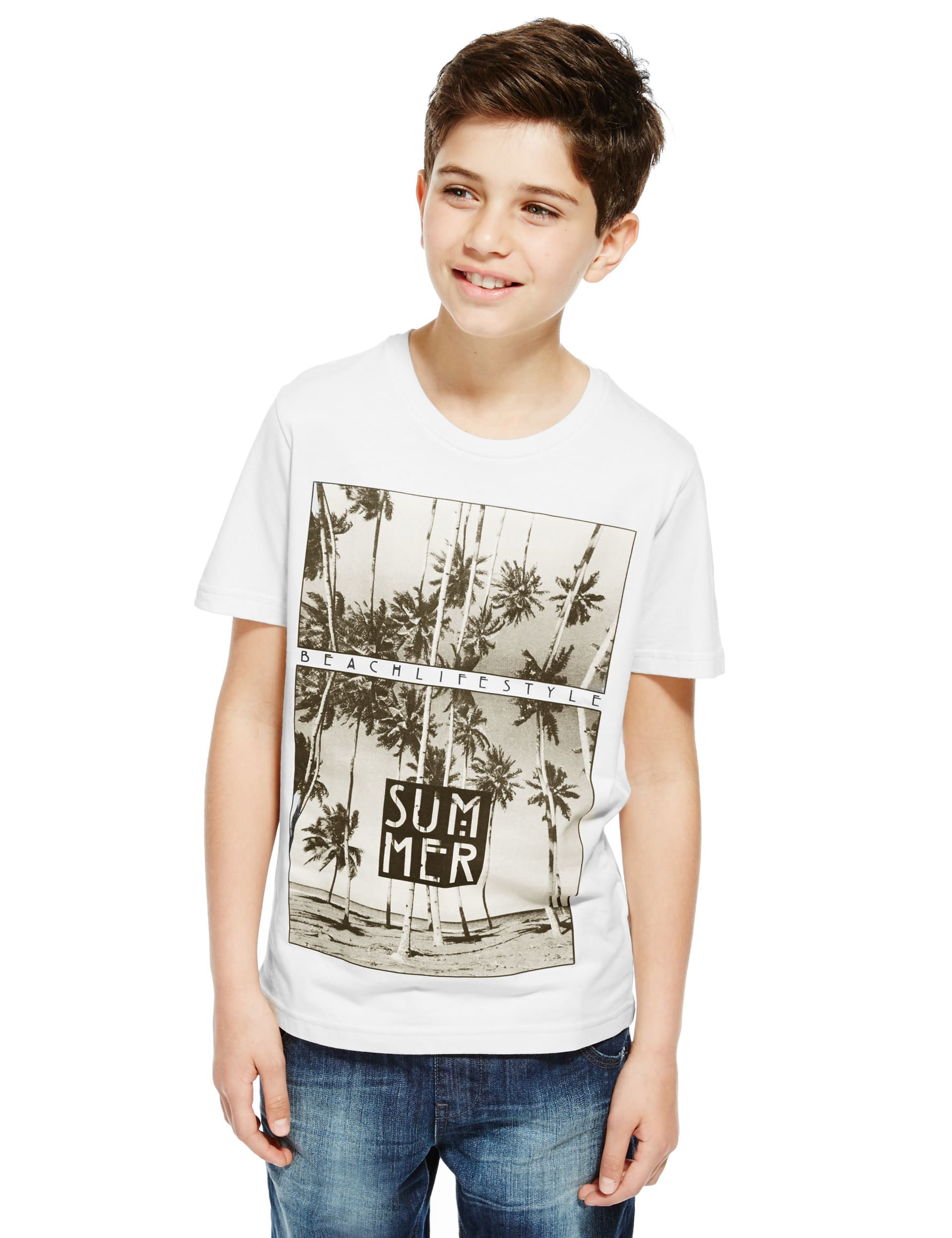 Pure Cotton T-Shirt Magic Print Changes Colour in UV Light (5-14 Years) Image 2 of 4