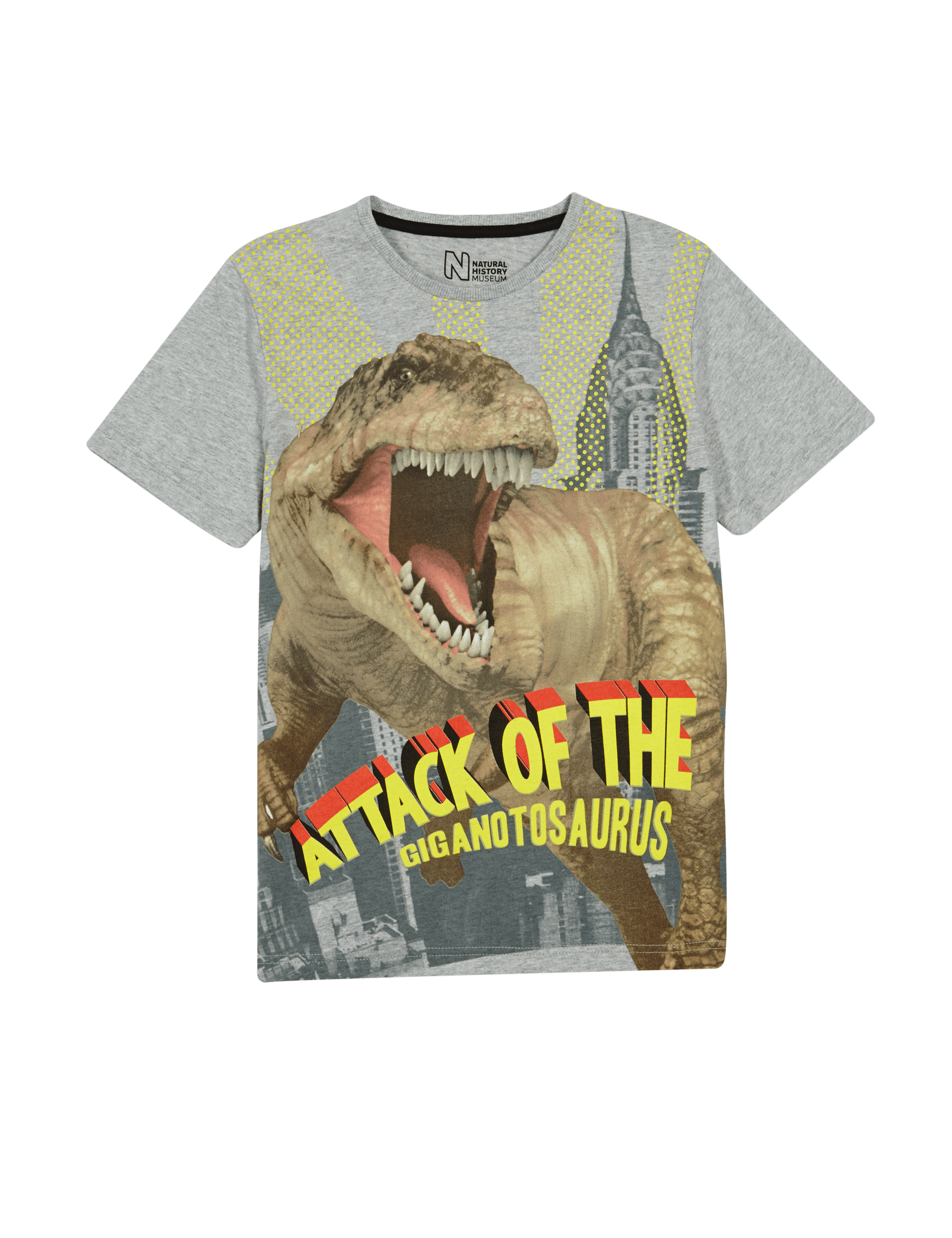 Pure Cotton Natural History Museum Attack of the Dinosaur T-Shirt (5-14 Years) Image 2 of 3