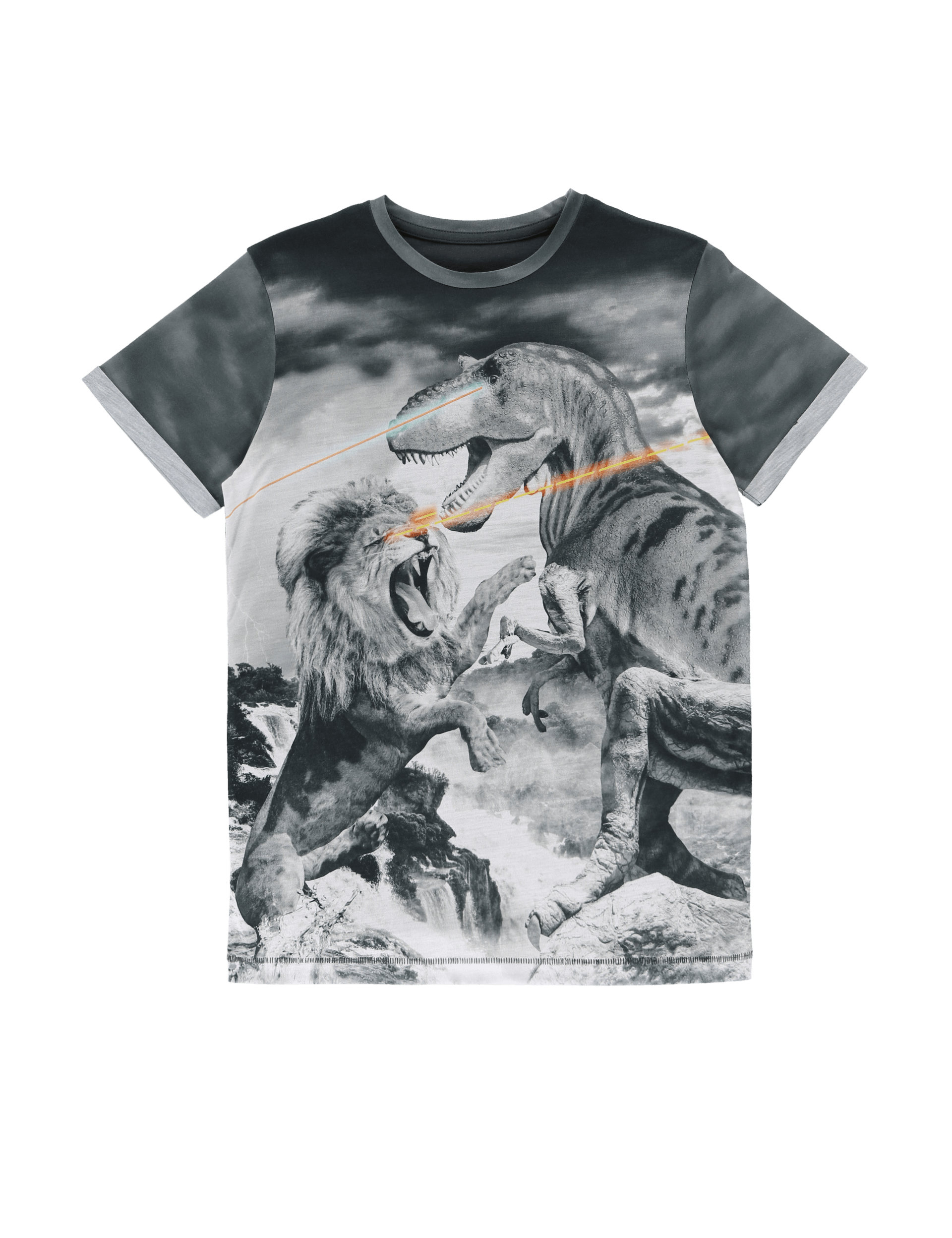 Pure Cotton Lion Vs Dinosaur T-Shirt (5-14 Years) - Download the app and watch me come to life! Image 2 of 7