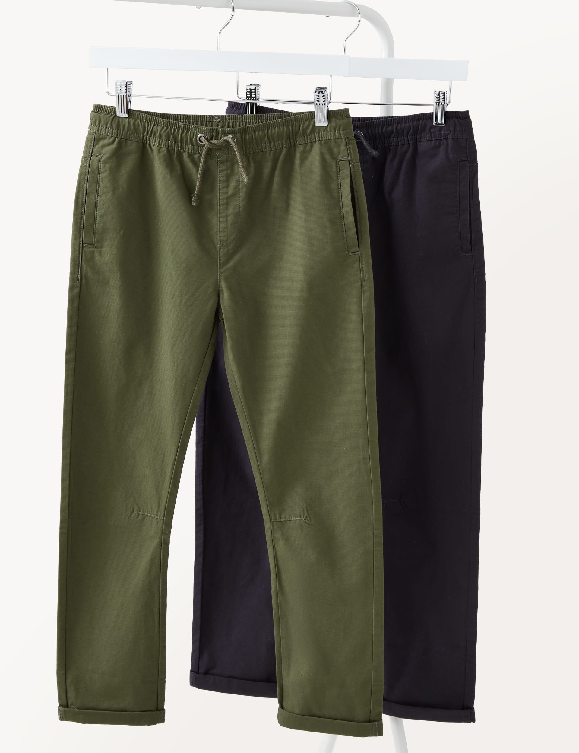 2pk Pure Cotton Ripstop Trousers (6-16 Yrs)