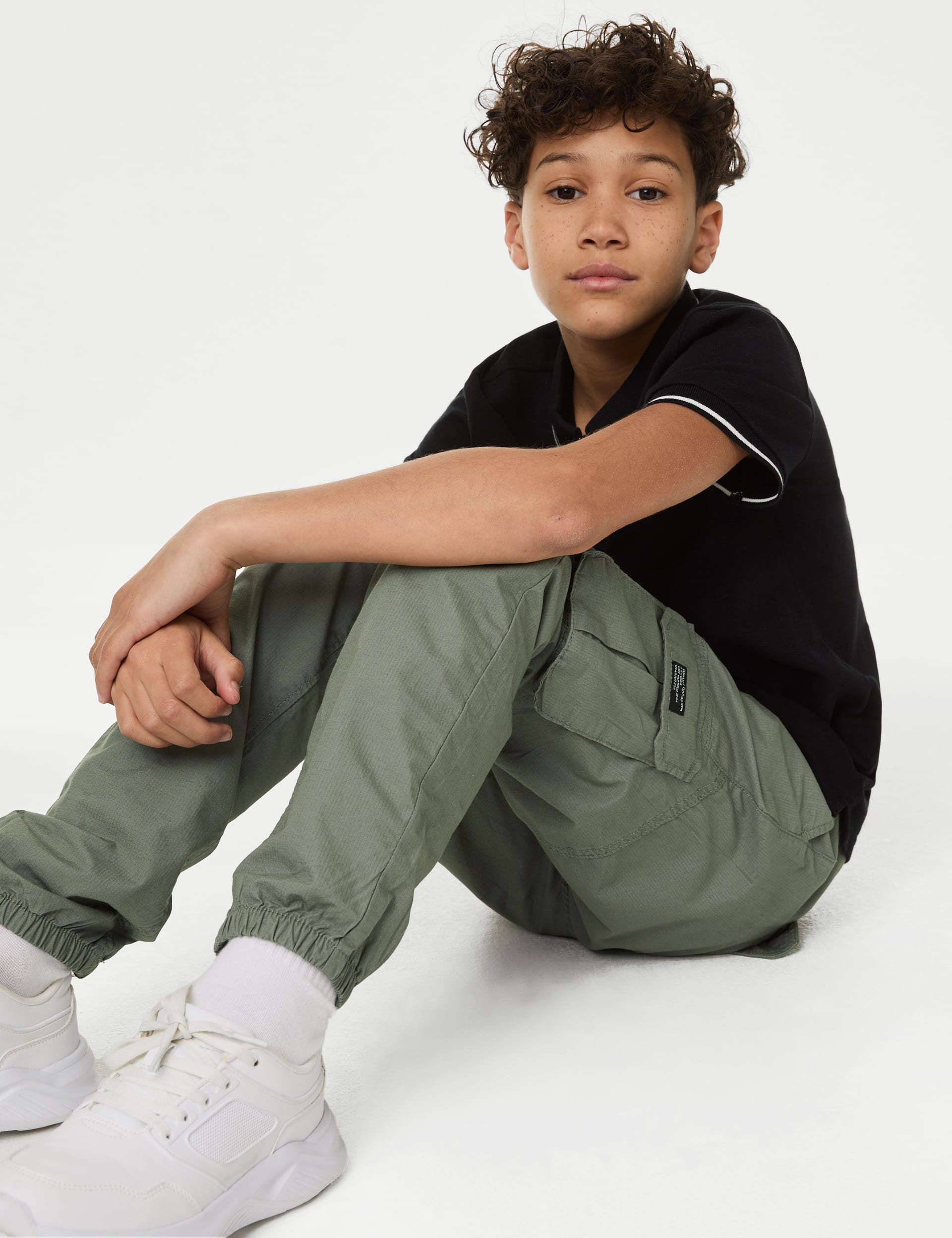 Pure Cotton Cargo Trousers (6-16 Yrs)