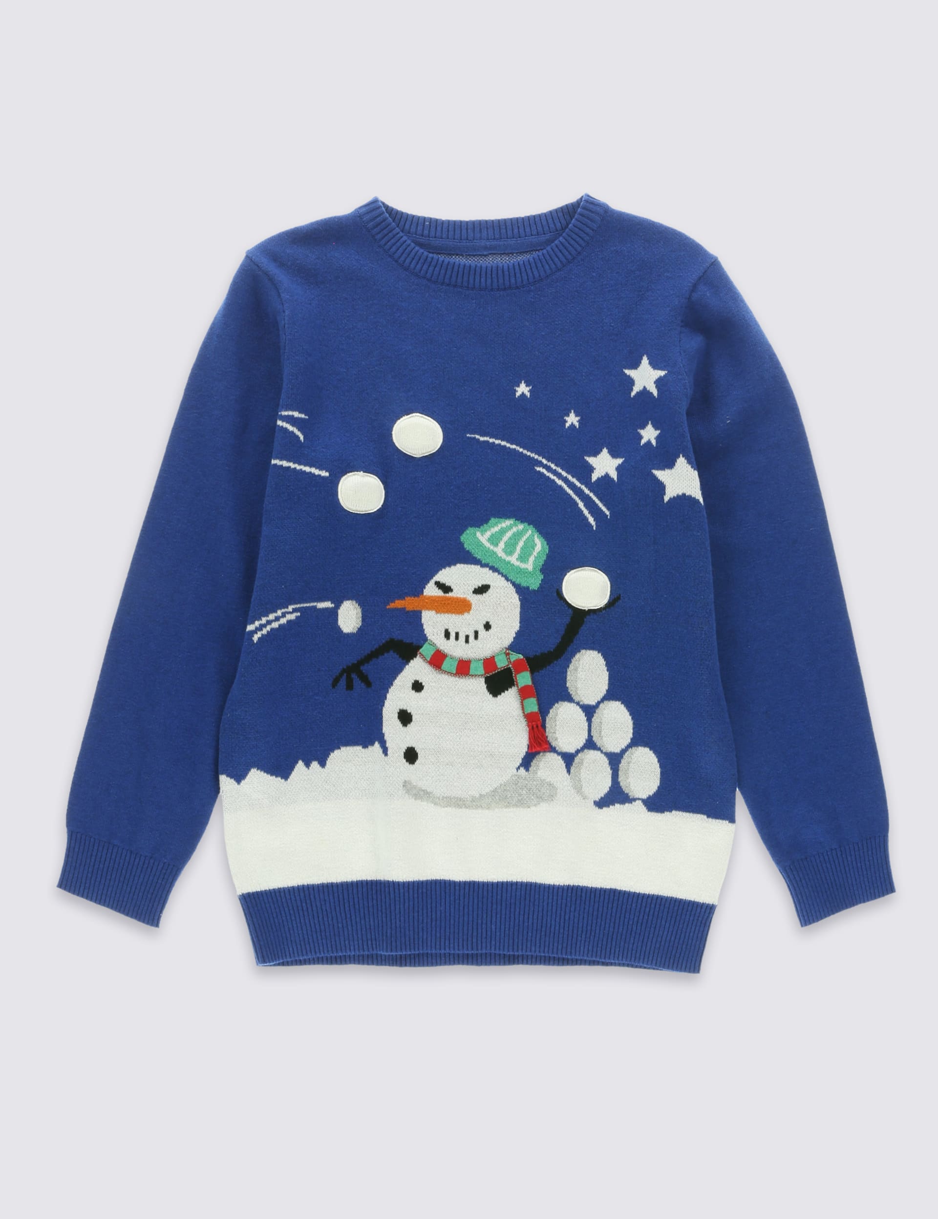Light Up Pure Cotton Snowball Fight Christmas Jumper (5-14 Years) Image 2 of 6