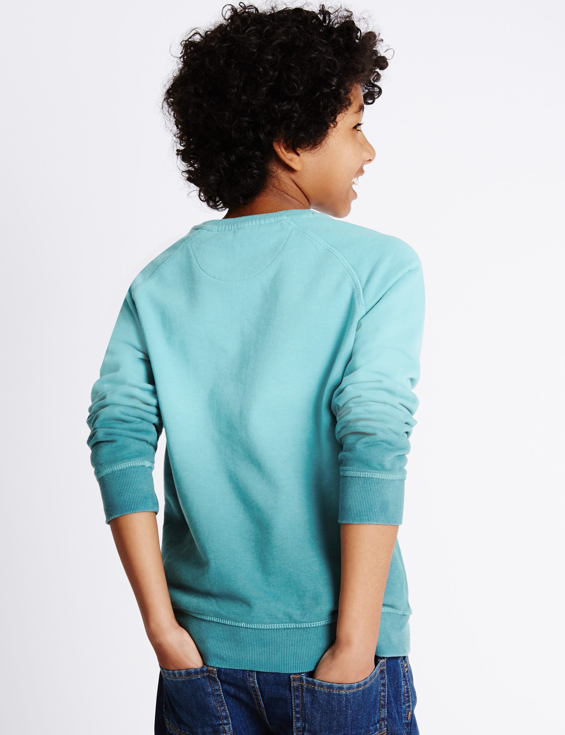 Cotton Rich Surf Bali Slogan Dip Dye Sweatshirt (5-14 Years) Image 2 of 4