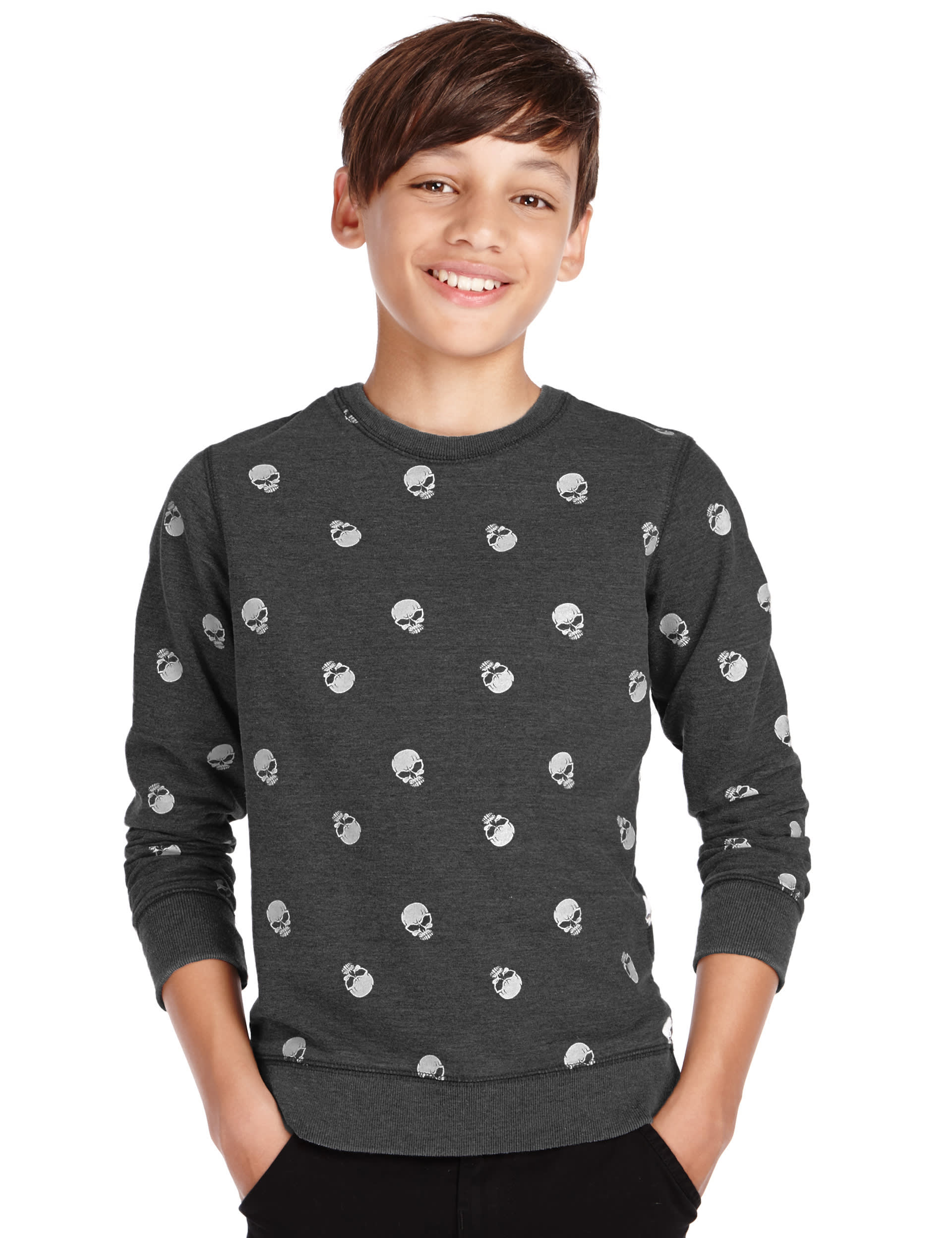 Skull Print Crew Neck Sweatshirt (5-14 Years) Image 2 of 3