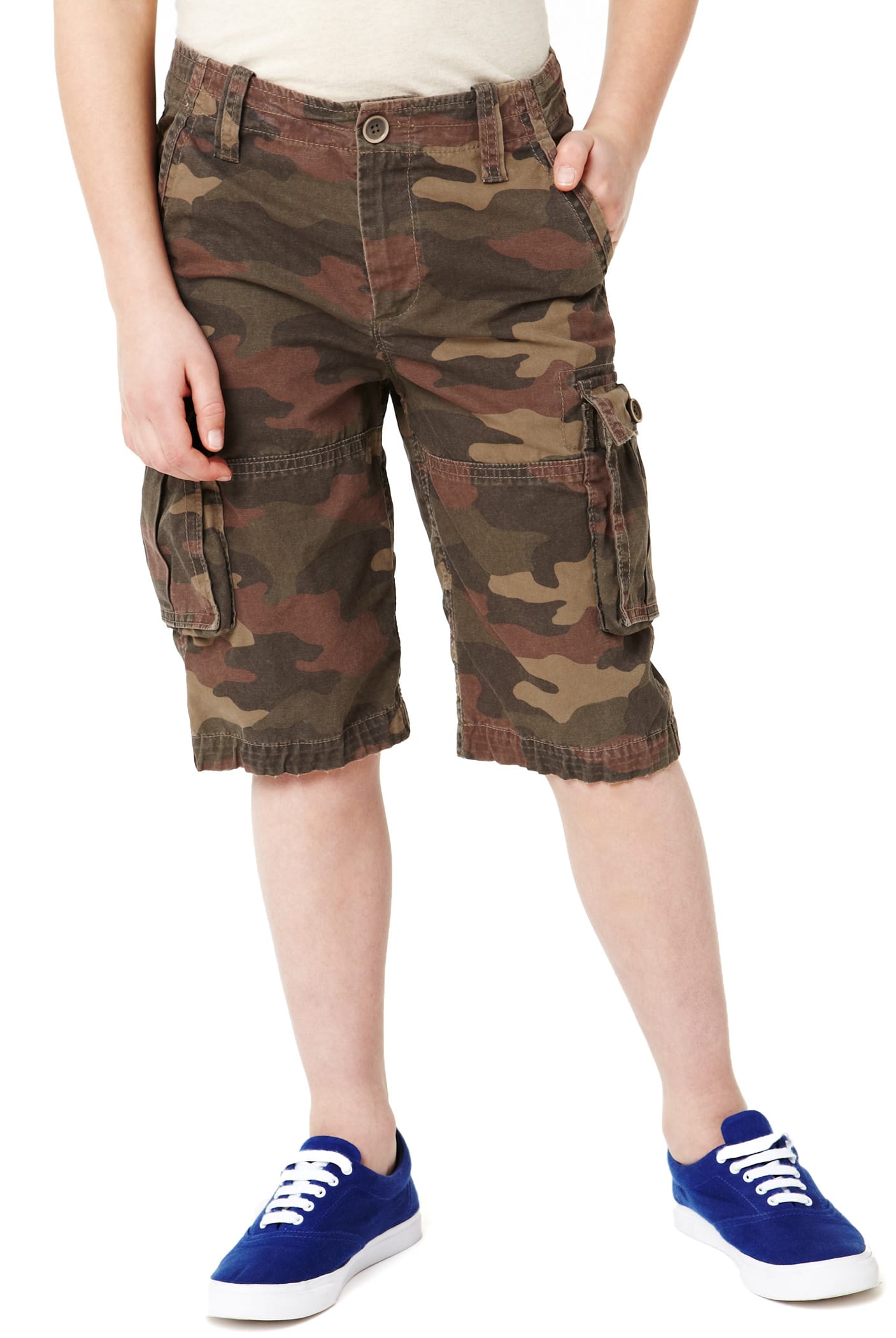 Pure Cotton Camouflage Cargo Shorts Image 1 of 1