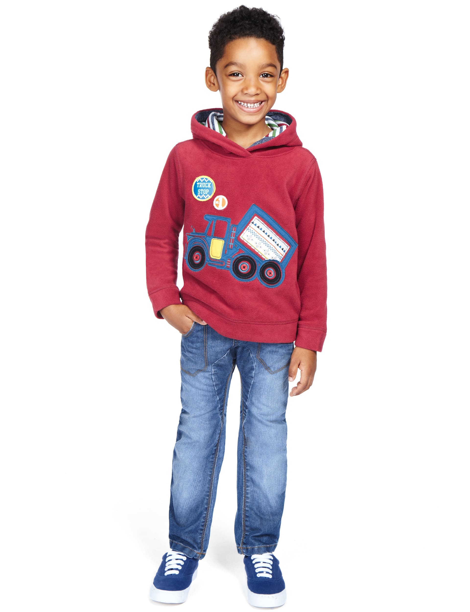Hooded Truck Appliqué Fleece Sweat Top Image 2 of 6