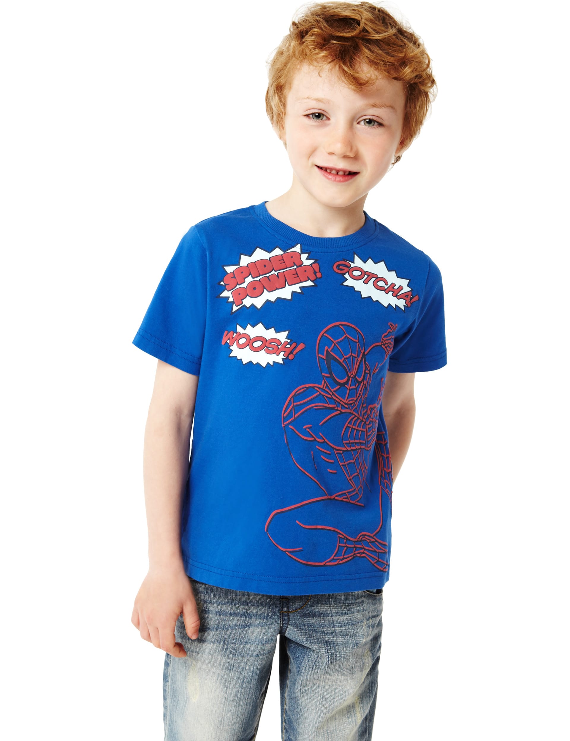 Pure Cotton Spiderman Print Boys T-Shirt with StayNEW™ (1-7 Years) Image 2 of 5