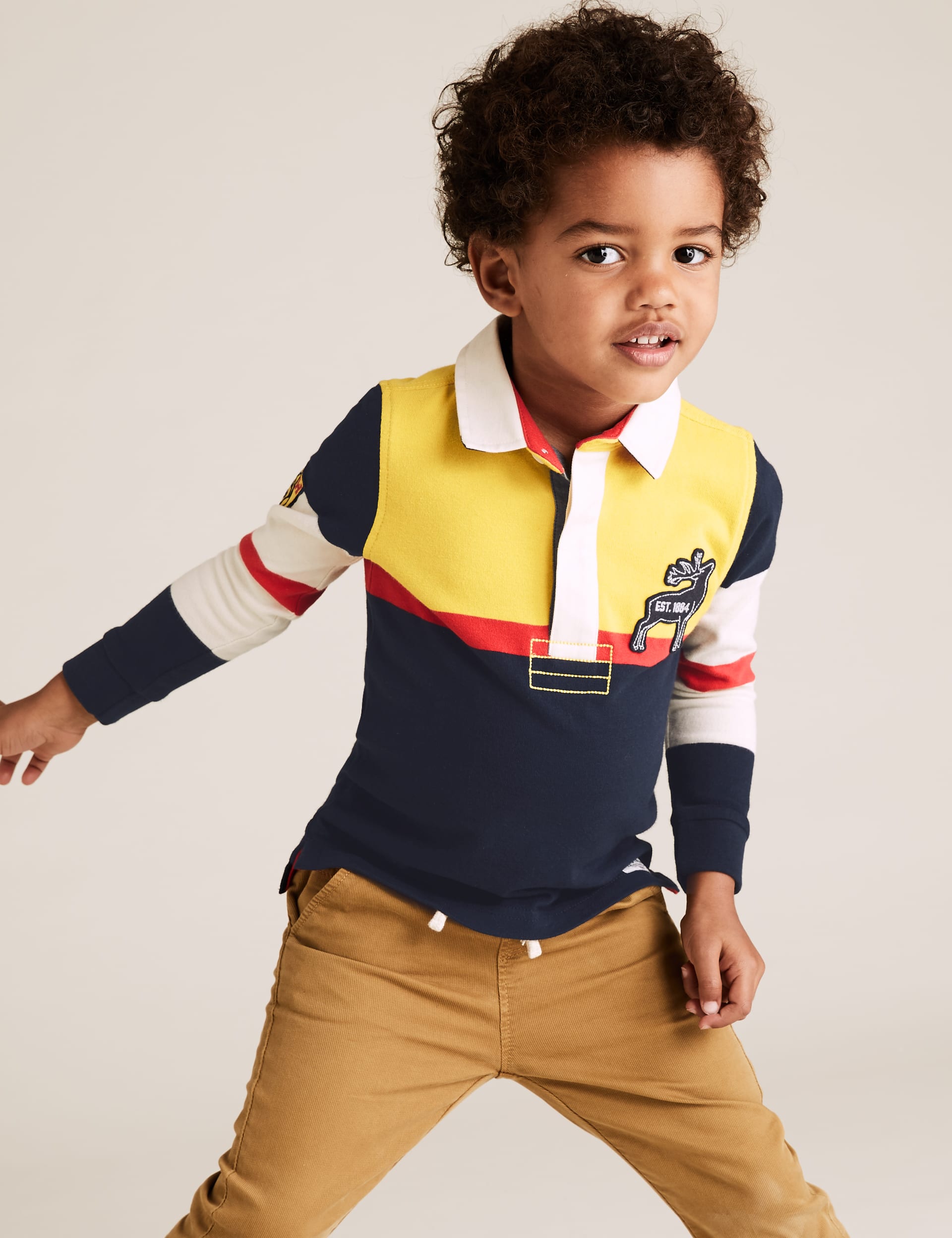 Pure Cotton Stag Rugby Top (2-7 Yrs) | M&S IE