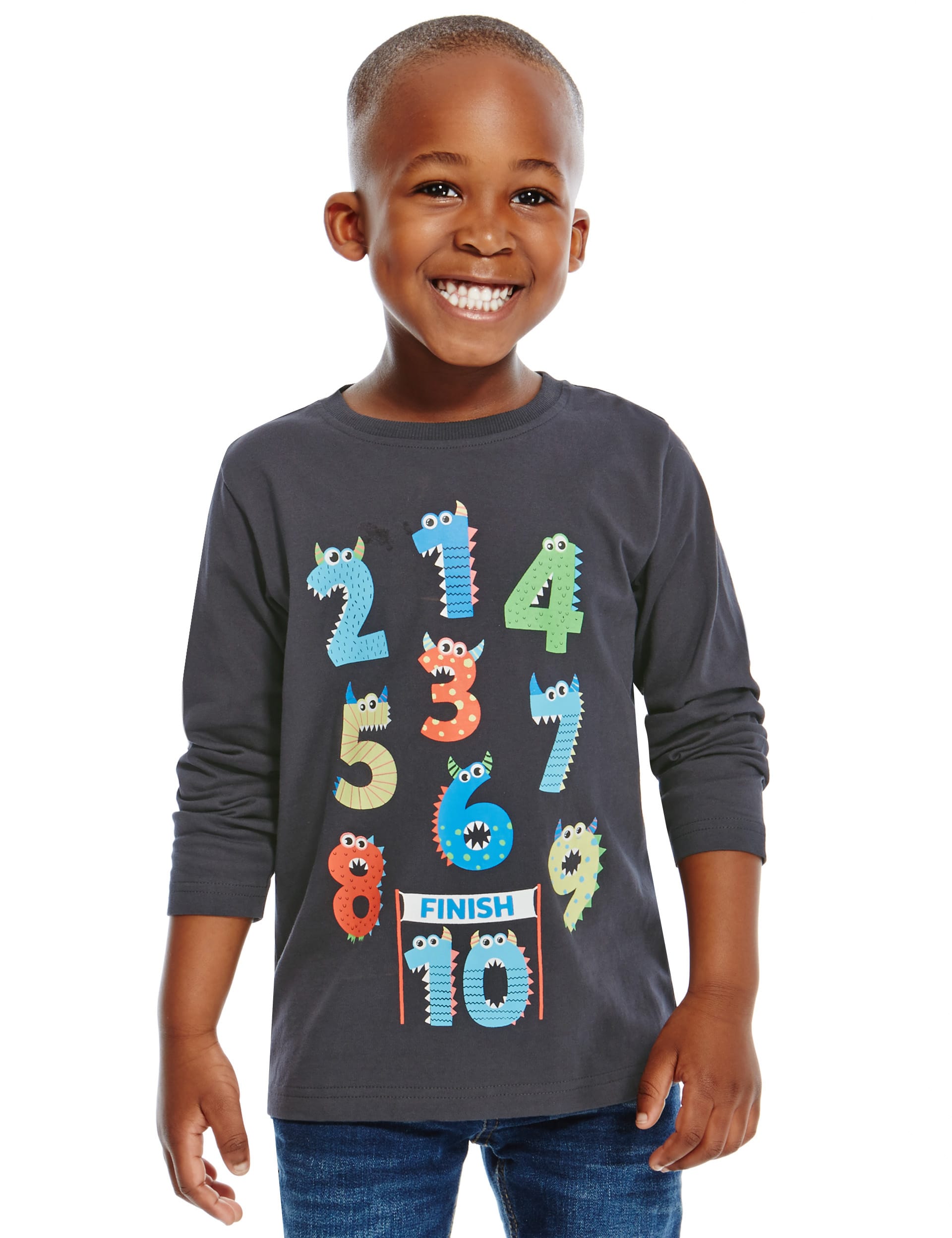 Pure Cotton Numbers T-Shirt (1-7 Years) Image 2 of 3