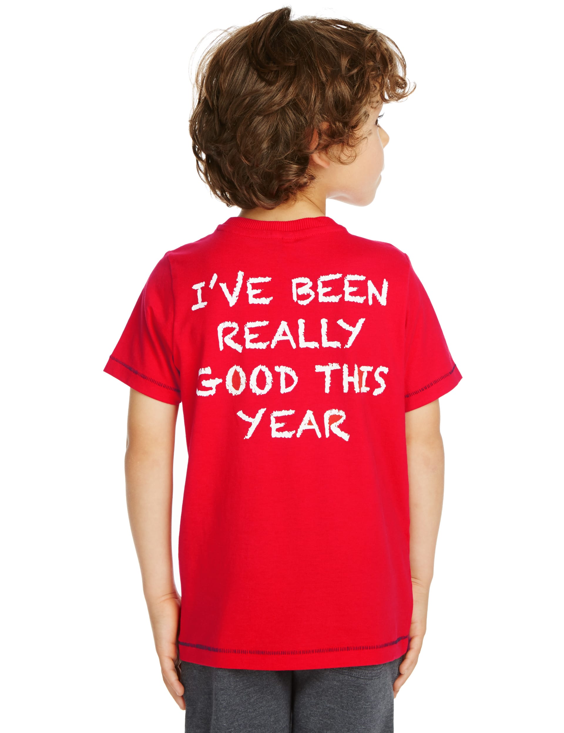 Pure Cotton Christmas List Chalk Board T-Shirt (1-7 Years) Image 2 of 4