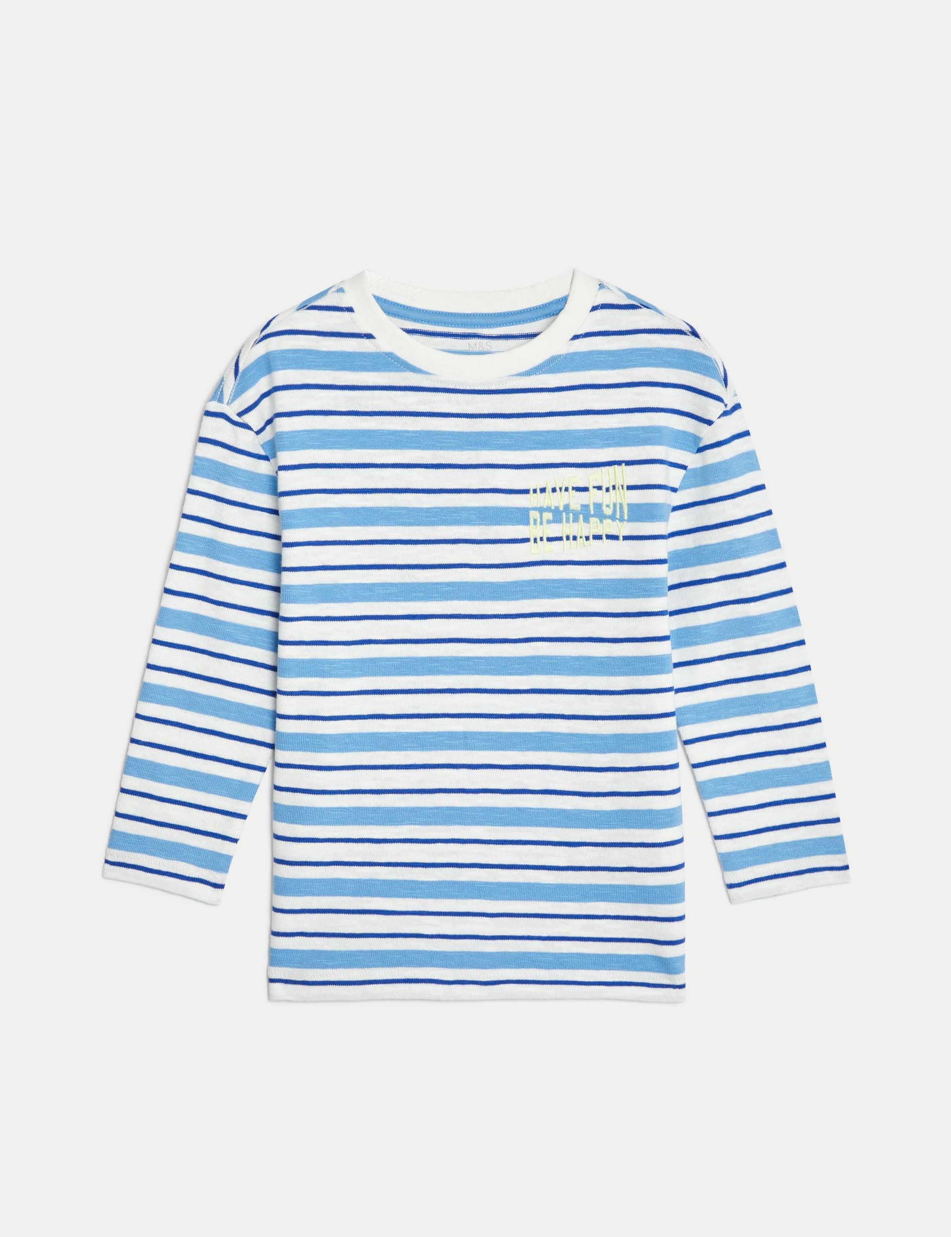 Pure Cotton Striped Have Fun Be Happy Top (2-8 Yrs)