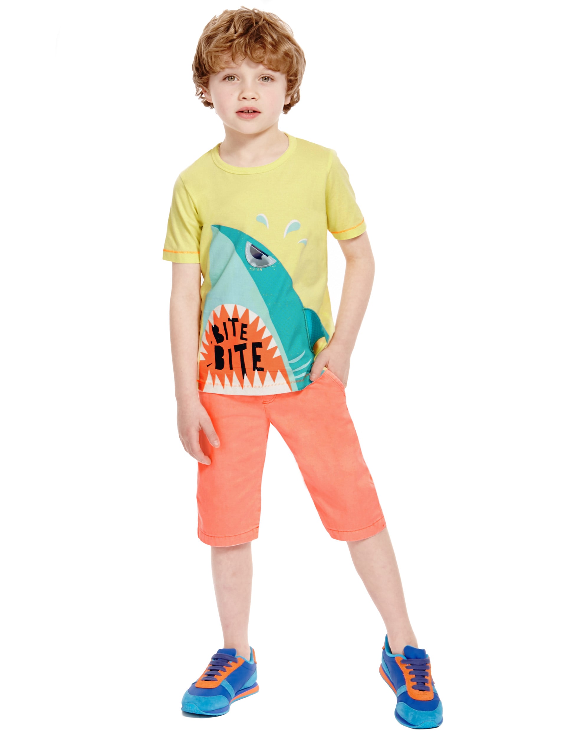 Pure Cotton Shark Bite Boys T-Shirt (1-7 Years) Image 2 of 5